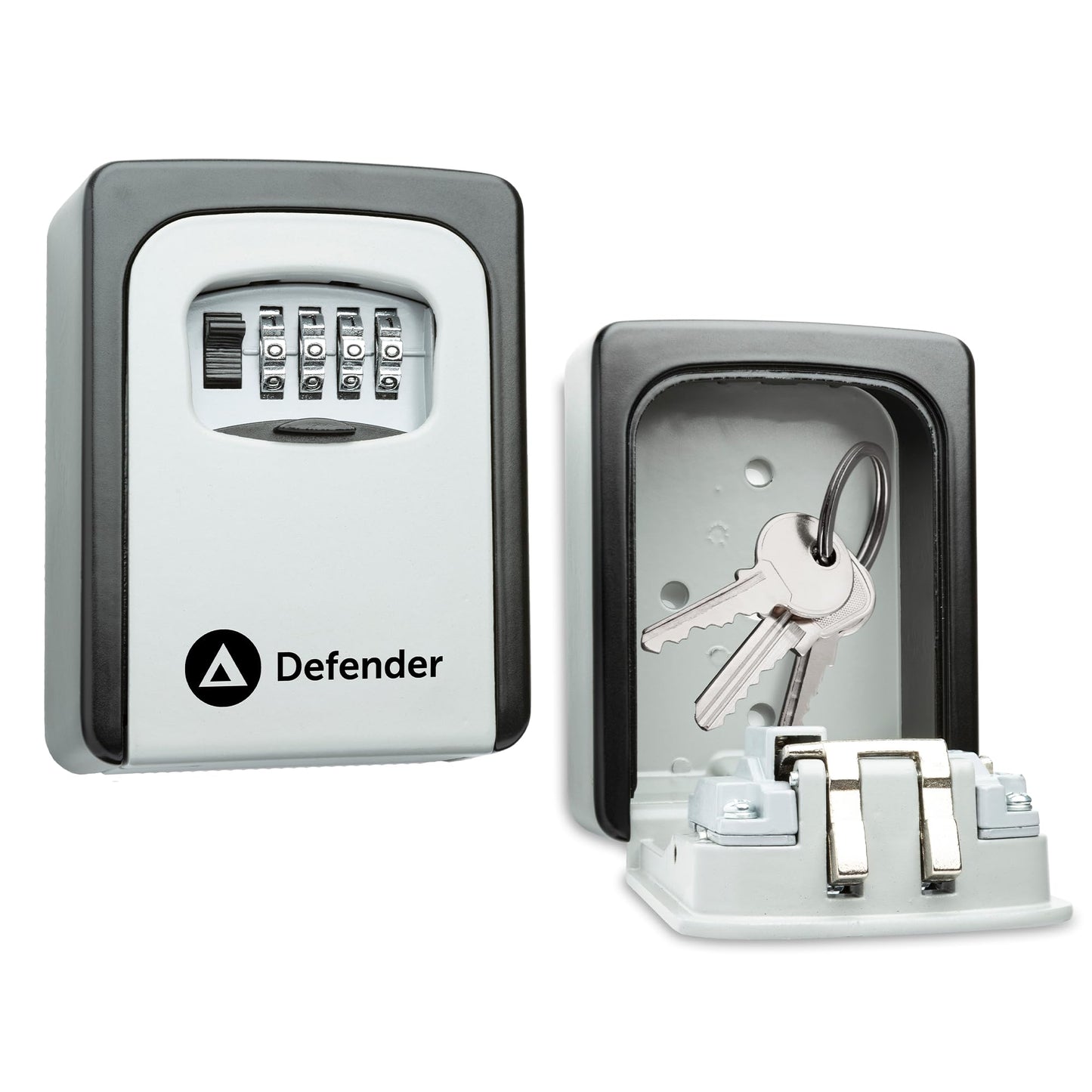 Defender Combination Dial Key Safe - Outdoor Wall Mounted Waterproof Key Lock Box - Secure Combination Key Storage Cabinet with Free Fixing Kit for