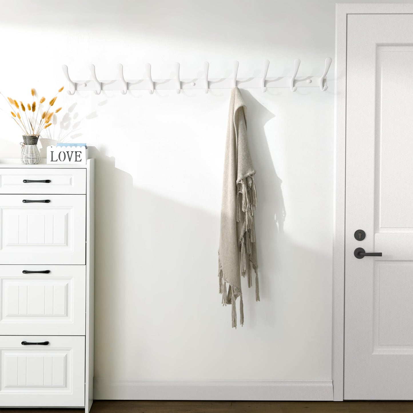 SKOLOO Coat Rack Wall Mounted - 10 Hooks, Pack of 2, Heavy Duty, Stainless Steel, Metal Wall Coat Hanger, Sturdy Wall Hooks for Hanging Coat, Jacket