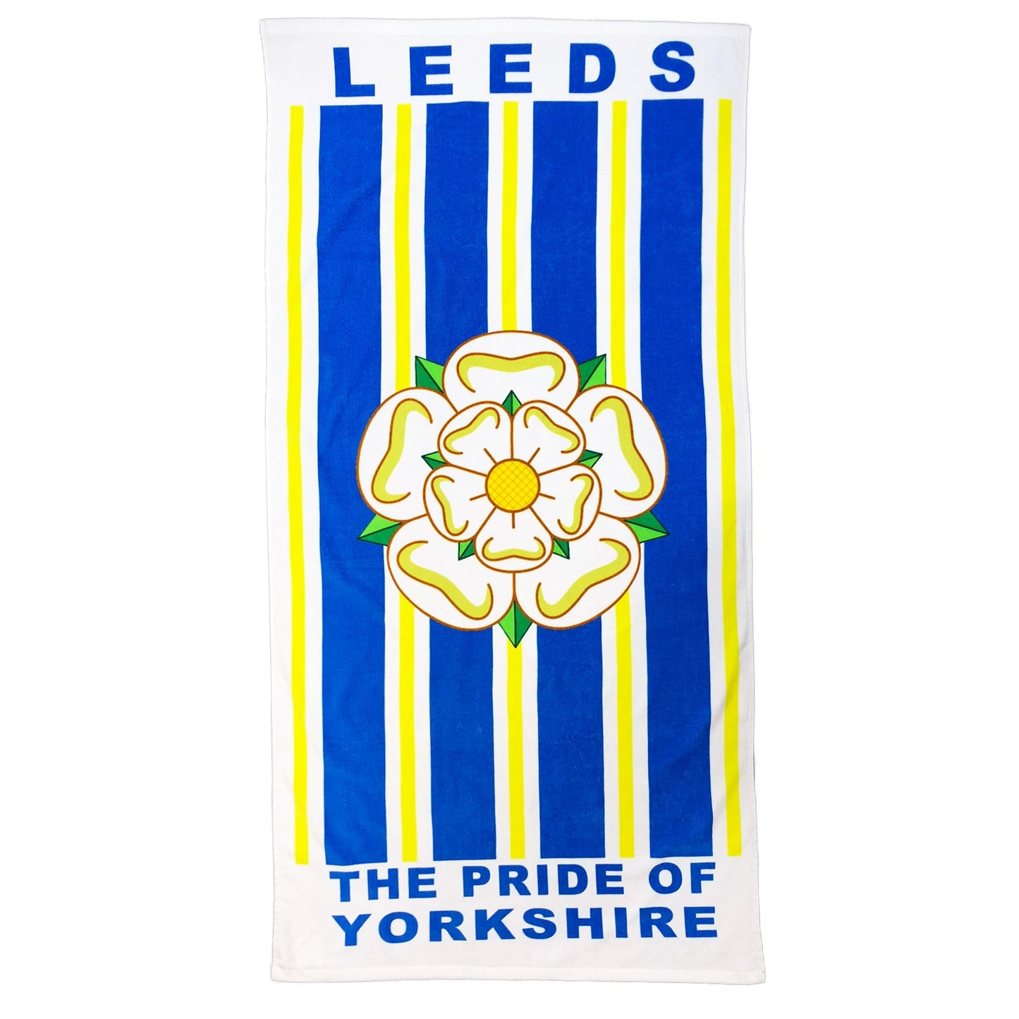 Beyond Happy Leeds Giant Yorkshire Rose Beach & Bath Towel, 100% Cotton & 150cm X 75cm, Leeds Football Fans Holiday Beach Towel, Big Bath Towel for