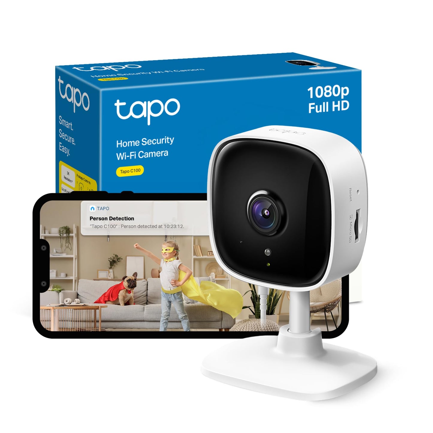 Tapo Wi-Fi Baby Monitor Smart Camera, Indoor CCTV, Works with Alexa & Google Home,1080p, 2-Way Audio,Night Vision, SD Storage,Baby Crying/Motion