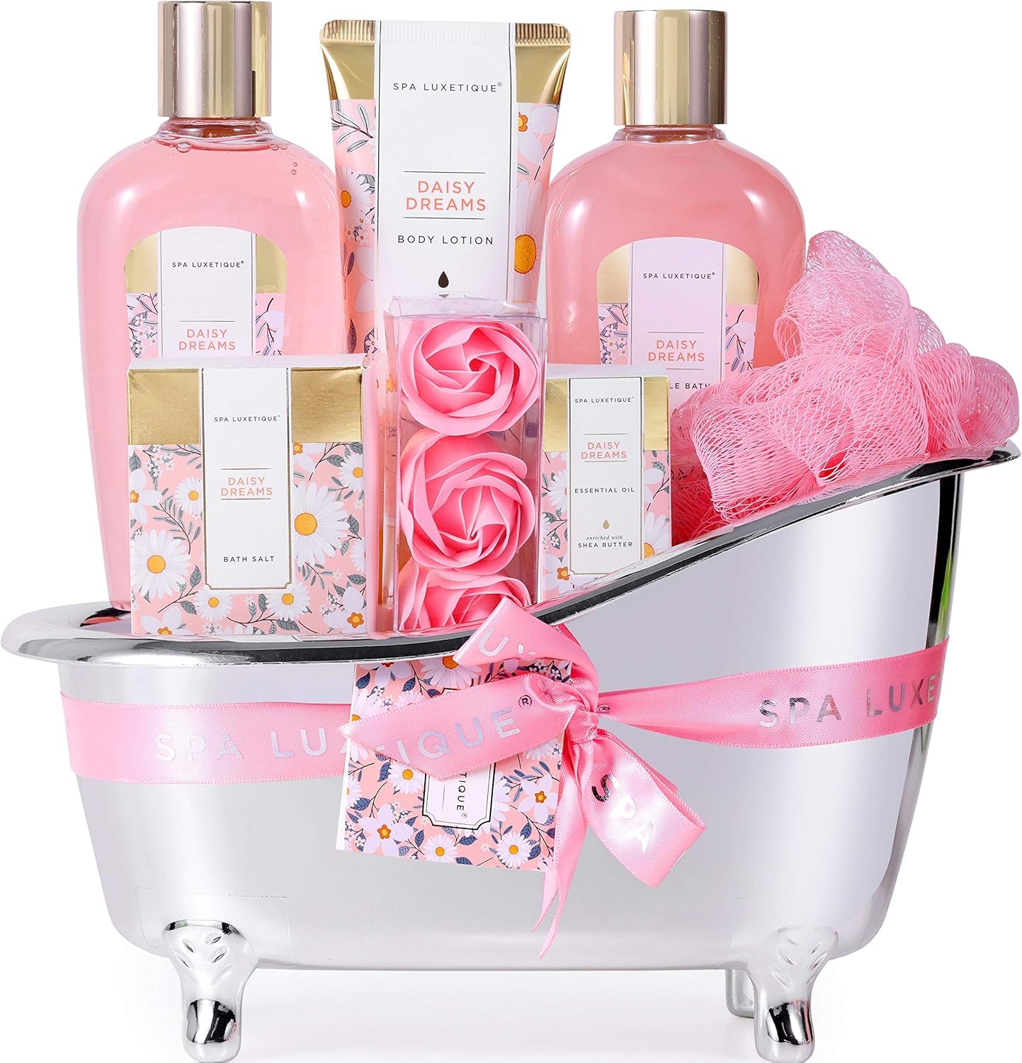 Gift Sets for Women-Spa Luxetique Spa Gift Set, 8pcs Daisy Pamper Bath Set, Bath Gift Sets, Birthday Gifts with Essential Oil, Body Lotion, Bath
