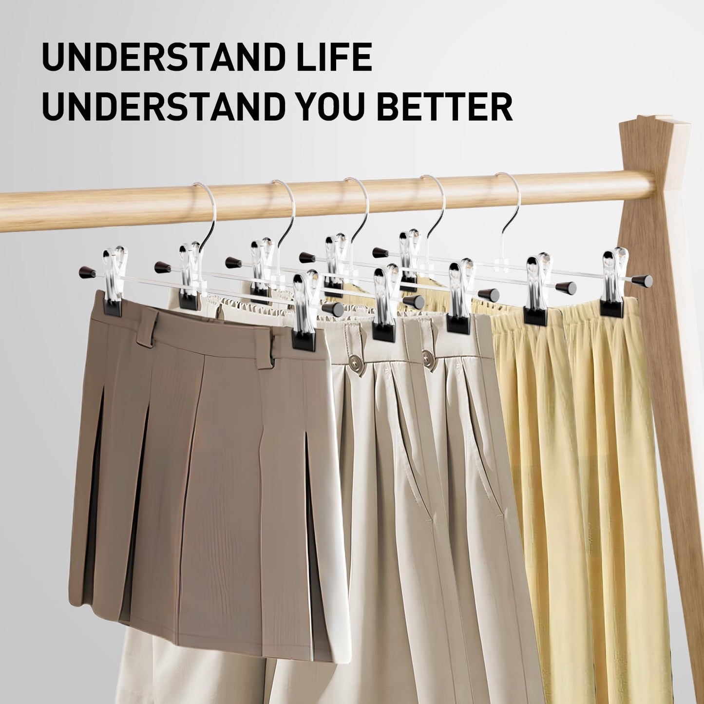 Trouser Hanger, WEIDMAX Pant Hangers 40 Pcs Space Saving Skirt Hangers with Clips Adjustable Non-Slip Coat Suit Skirt Hangers Heavy Duty Chrome