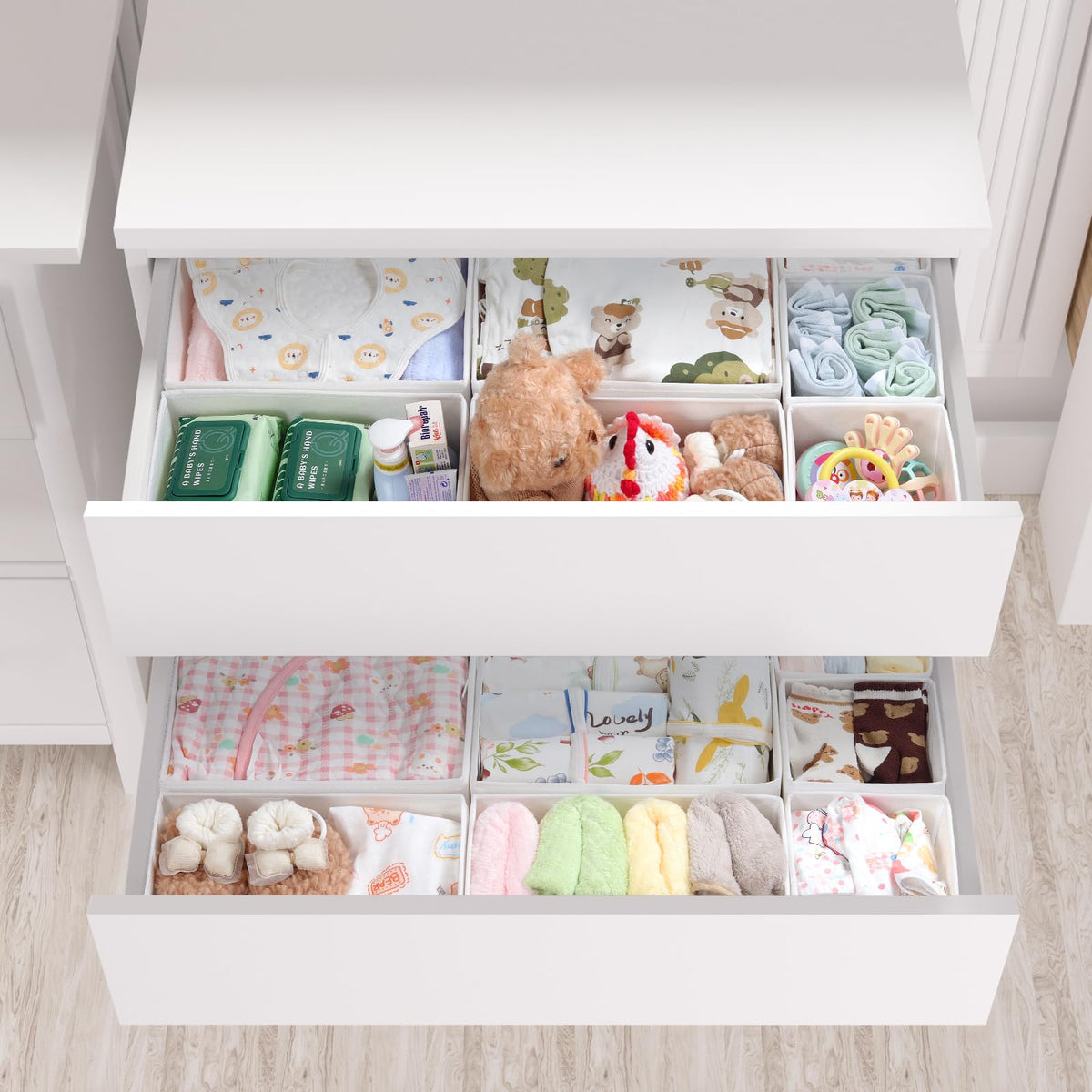 ORLISA Drawer Organiser for MALM Drawers, 14 Pack Clothes Drawer Organisers, Foldable Fabric Drawer Dividers for Underwear Socks Bras