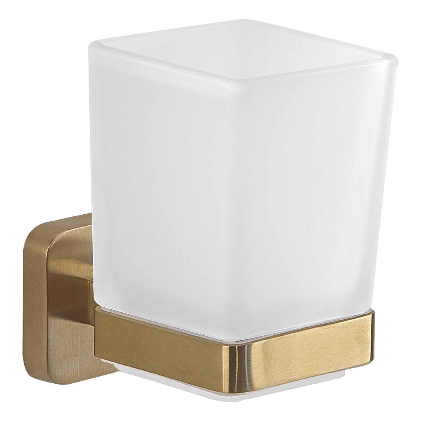 Gedy Tonga Toothbrush Holder, Wall Toothbrush Holder, Matte Gold, Stainless Steel and Glass, 6.4 x 9.7 x 10.5 cm