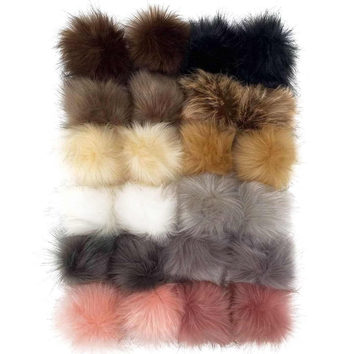 Lusy DM 24 Pieces Faux Fur Pom Pom Faux Fox Fur Pom Pom 4 Inches Fluffy Pom Balls with Elastic Loop for Hats Scarves Shoes Bags Keychains (12 Colors,