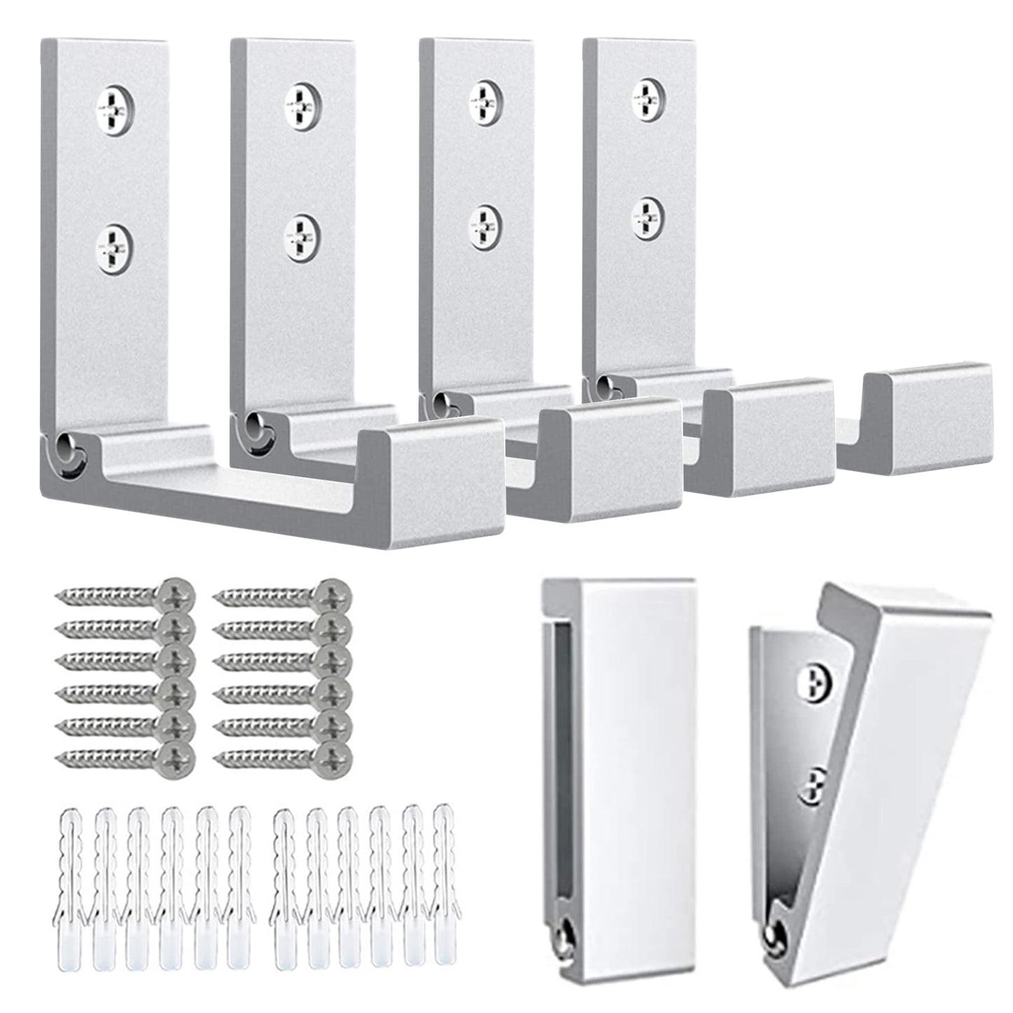 OHIYO Folding Wall Hooks 6Pcs Foldable Hooks for Hanging Coat & Bags & Hat & Key Wall Mounted Heavy Duty Aluminum Alloy Folding Coat Hooks (Silver)