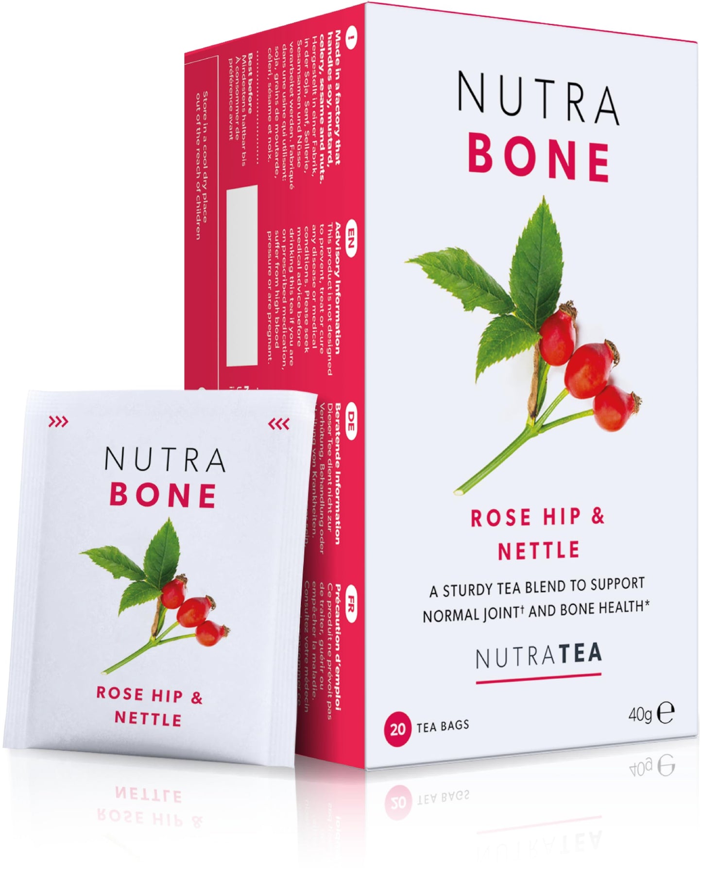Nutra Tea NUTRABONE | Bone Health Tea | Bone Strength Tea - Helps Maintain Bone Density & Joint Care With Ginkgo Biloba, Rosehip & Devil's Claw - 40