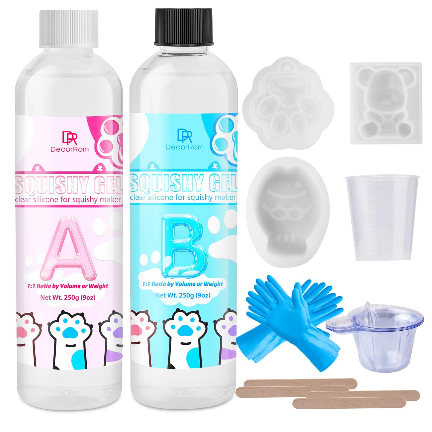 Taba Squishy Kit - 500g Transparent Liquid Silicone, Super Soft Fast Cure Silicone Rubber for Taba Squishies Molds, DIY Squishy Making Gel Maker Kit