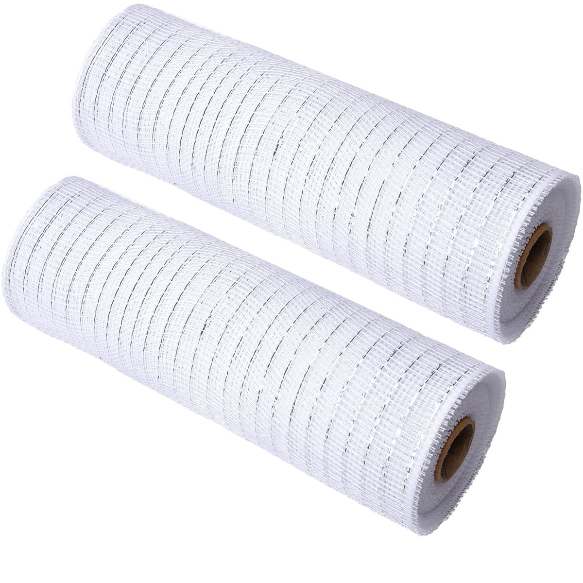 AOVNA 2 Rolls Poly Mesh Ribbon Rolls Metallic Foil Deco Poly Burlap Mesh Deco Mesh Rolls Wreath Making Ribbon for Christmas Holiday Crafts Bows Making