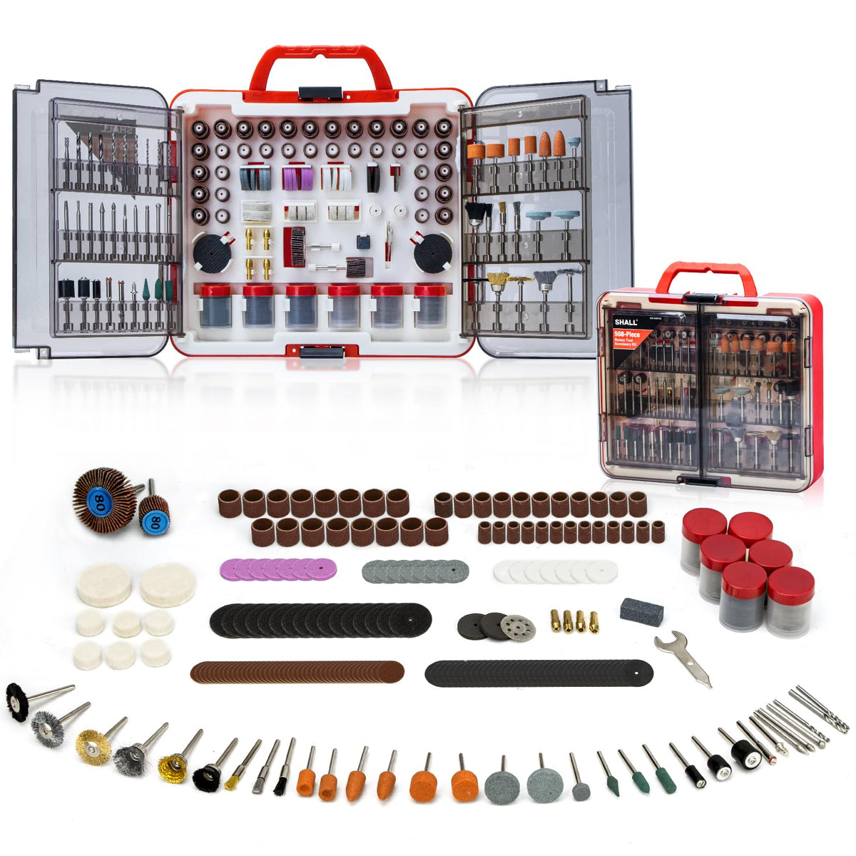 Shall 508 Universal Rotary Tool Accessories Set, Multi-Function Tool Kit with Chuck for Cutting, Grinding, Drilling, Engraving and Polishing