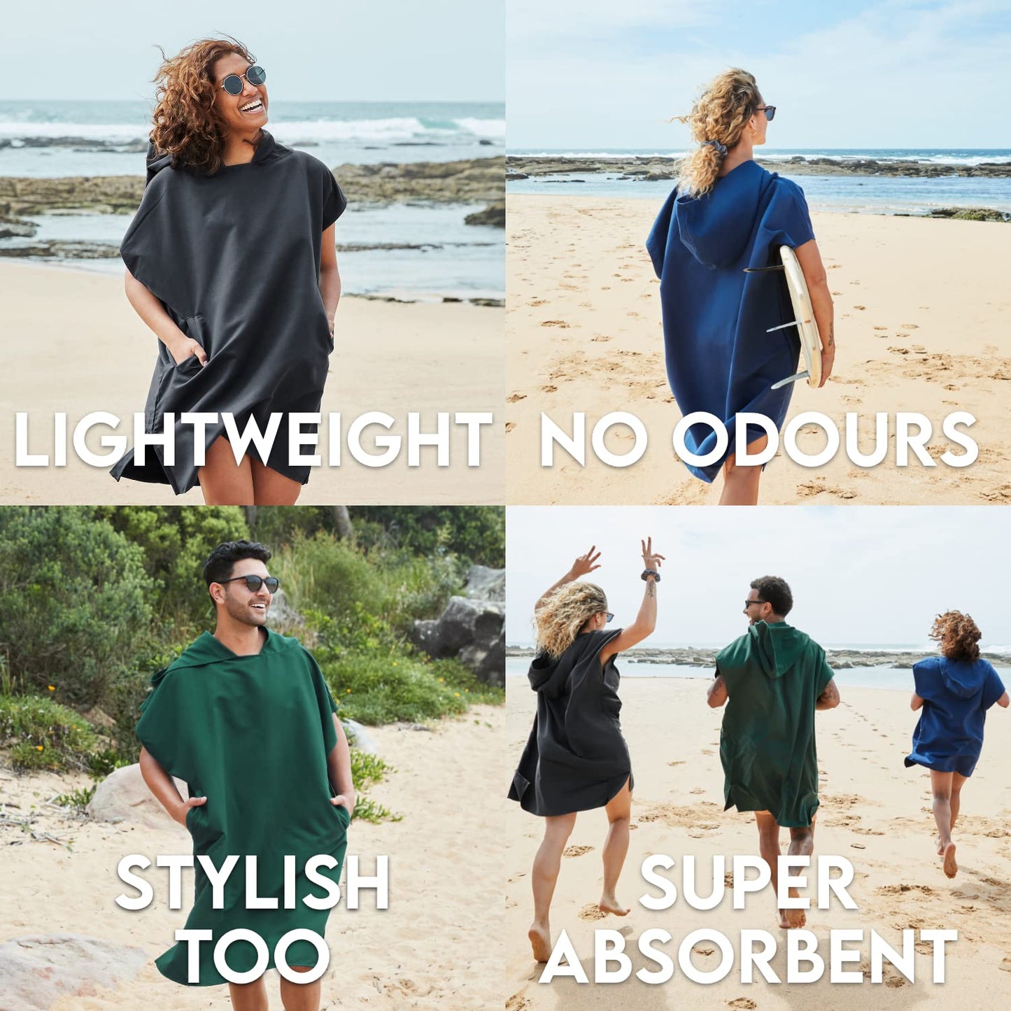 Dock & Bay Adult Beach Poncho - Hooded Towel with Deep Pockets - for Beach & Pool - Super Absorbent, Quick Dry - Classic - Yosemite Navy, Medium