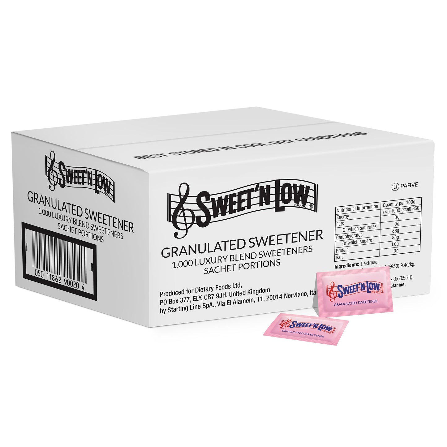 Sweet'N Low Granulated Sweetener - 1000 Sachet Portions, Low Calorie Sugar Substitute, Ideal for Hot & Cold Drinks - Suitable for Home, Office &