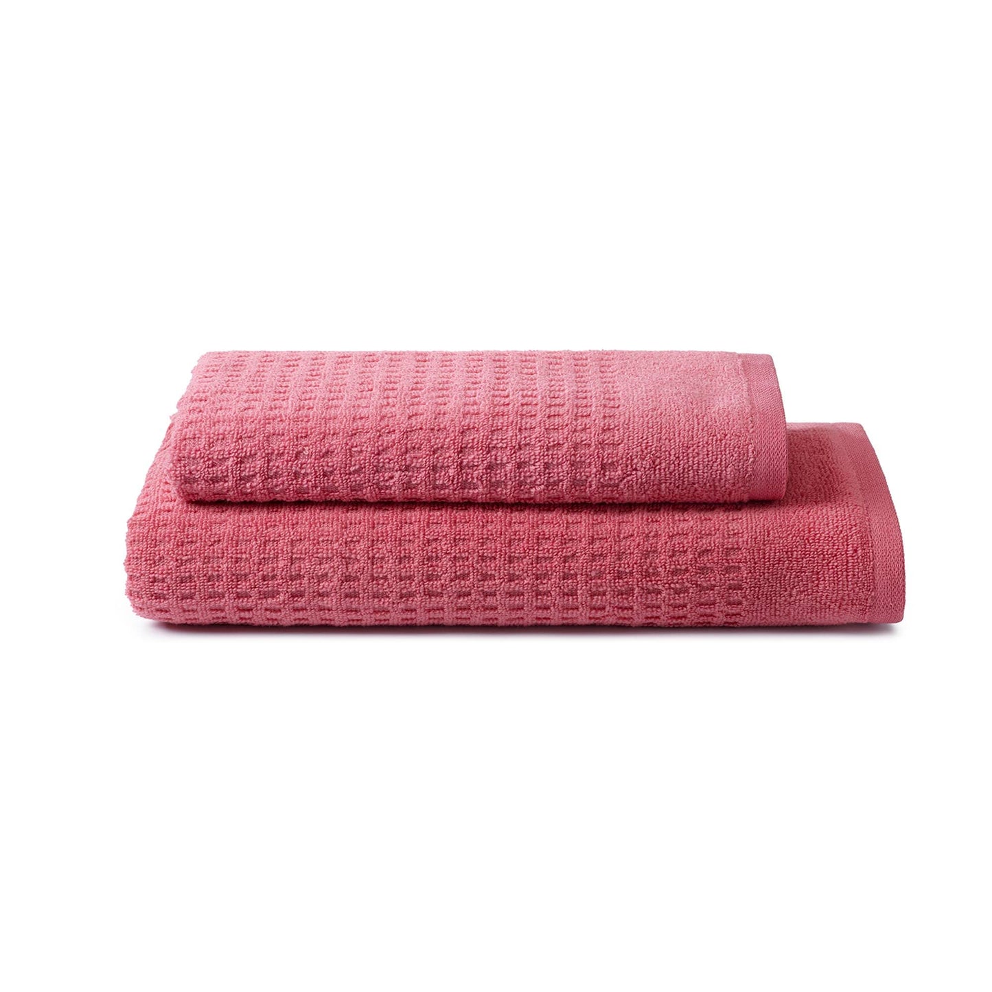 OSAMA Sweet Home - Hand Towel Set 1+1 Waffle Consisting of Guests 40 x 50 cm + Face 50 x 100 cm, Pure Cotton Zero Twist, Oeko-Tex Certified - Dusty
