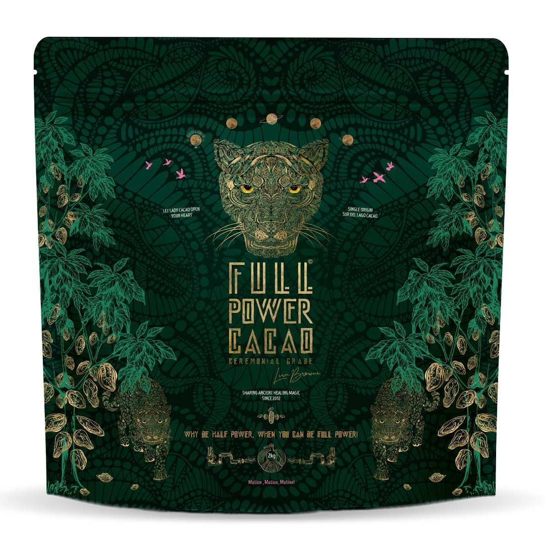 FULL POWER CACAO - Ceremonial Grade Cacao 2kg - Premium Raw & Pure Ceremonial Grade Cacao for Heartwarming Rituals & Healing Journeys, As Seen On