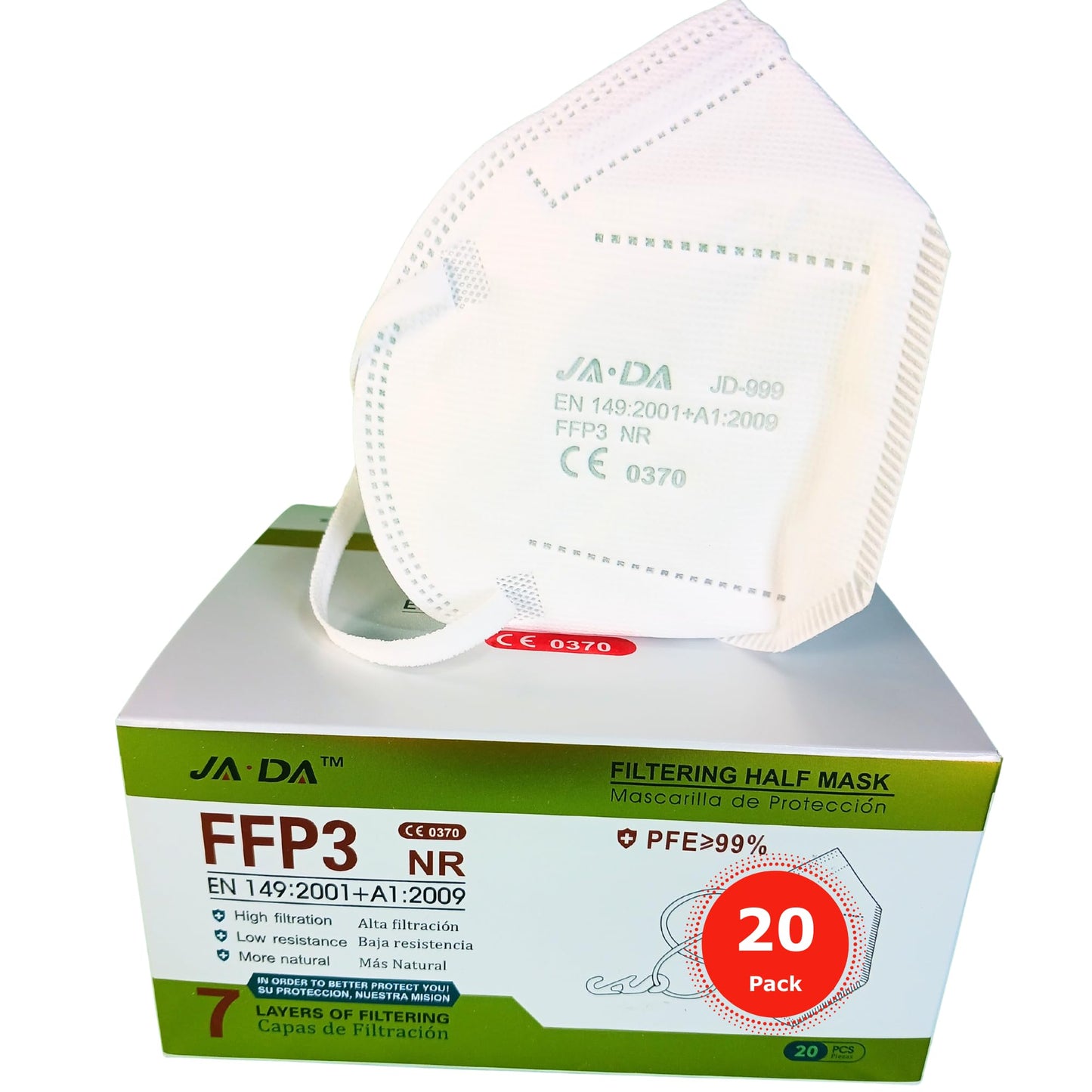 Spanner In The Works FFP3 Face Masks UK Certified EN149 Pack of 20 - Individually Wrapped Disposable Dust Masks For Fine Dust White Face Mask For