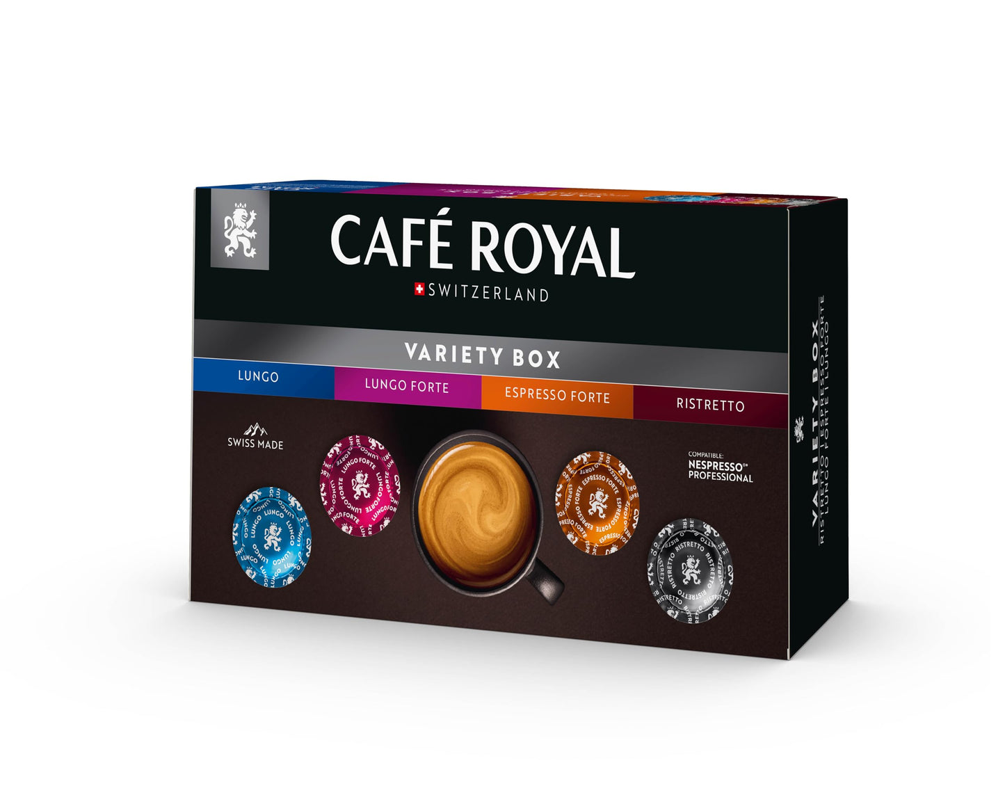 Caf? Royal Professional Pads, Variety Box, 40 Nespresso (R) Professional Compatible Pads for Office and Catering, Rainforest Alliance Certified, 100%