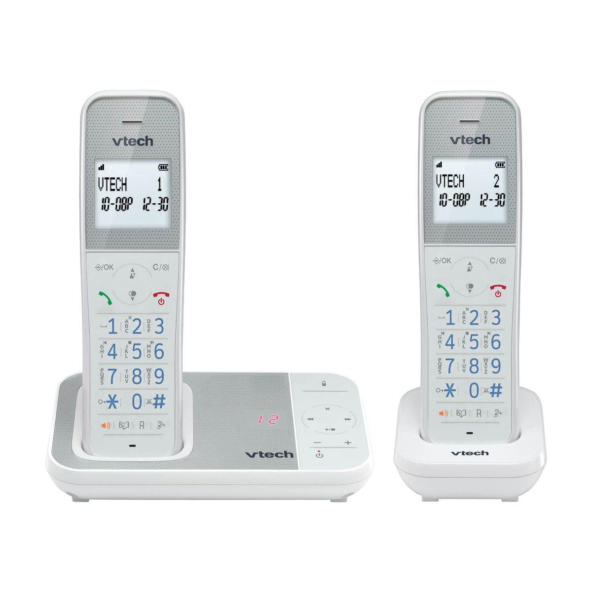 VTech XS1051 DECT Cordless Phone with Answering Machine, 2 Handsets, Landline House Phone, AntiBacterial Plastic, Call Block, Volume Booster,