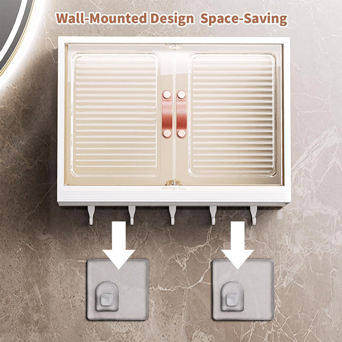 Roqao 16L Wall Mounted Bathroom Storage Small Adhesive Drill-Free Cabinet