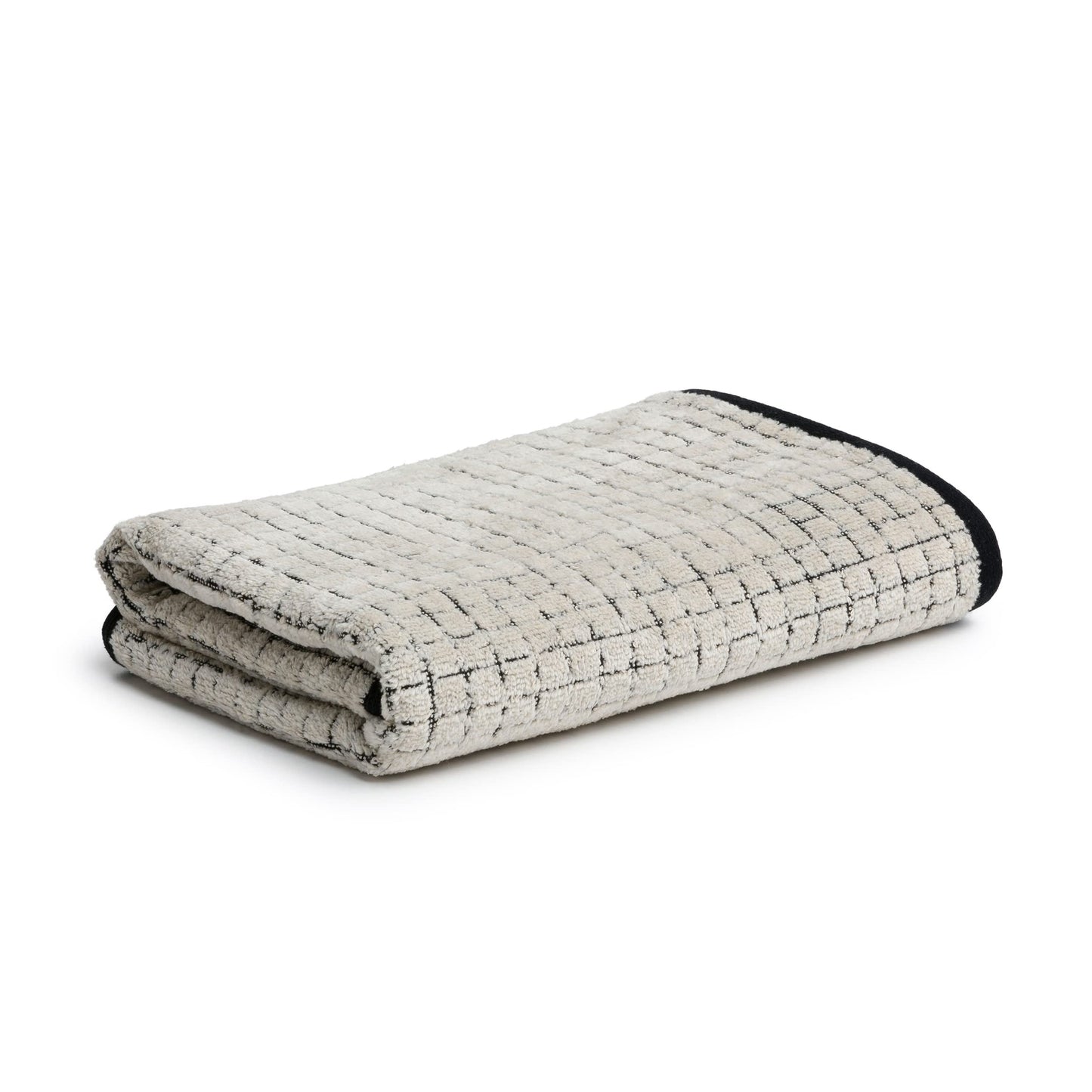 m?ve Eden towel check structure velours 50 x 100 cm made of 80% cotton / 20% linen, nature / black