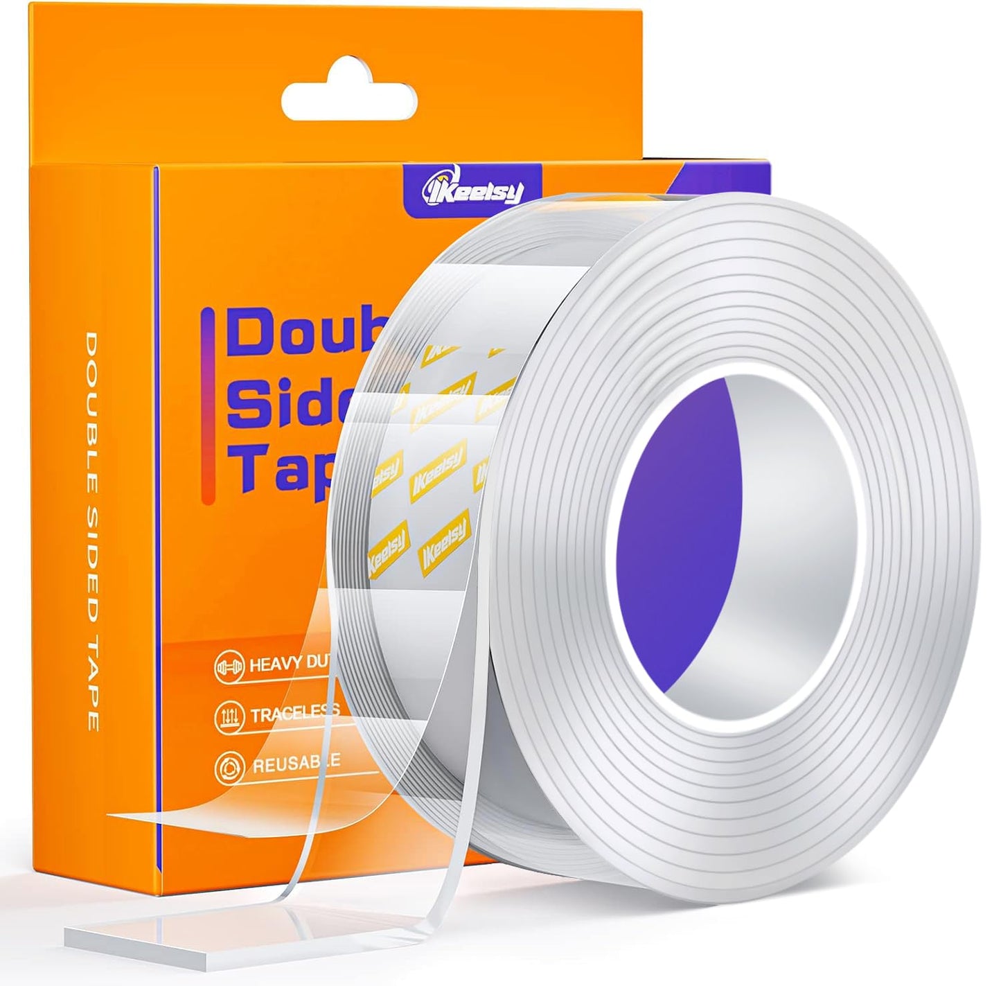 IKeelsy Upgraded Double Sided Adhesive Mounting Tape, 1.18" x 198", Extra Large Nano Sticky Poster Wall Tape, Multipurpose Picture Hanging Strips for
