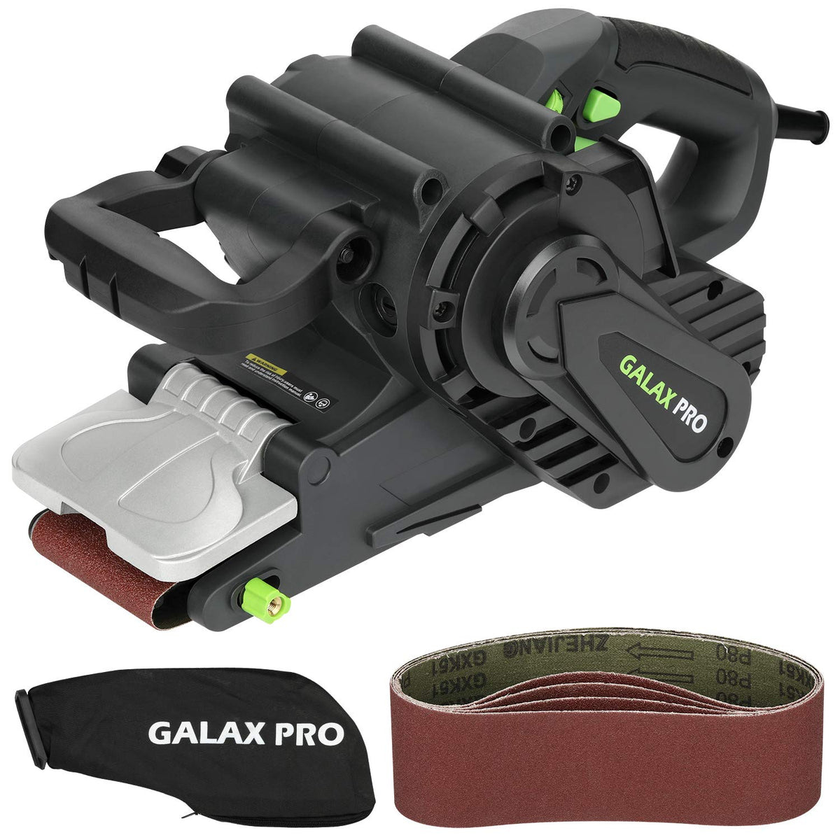 GALAX PRO 1010W Belt Sander, 120-380 RPM 6-Variable Speed Settings Electric Sander,5 Sanding Belts(76x533 MM), Dust Bag,for Wood