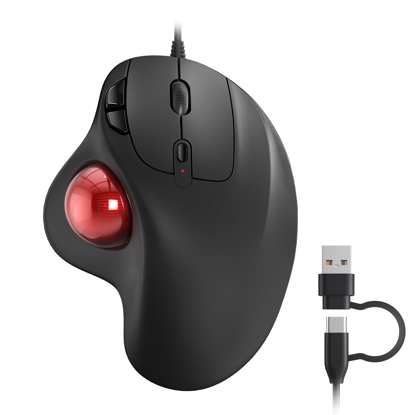 Nulea M509 Trackball Mouse Wired, Ergonomic Design, Easy Thumb Control, Precise & Smooth Tracking, 2-in-1 Interface (Type A &Type C), Compatible for