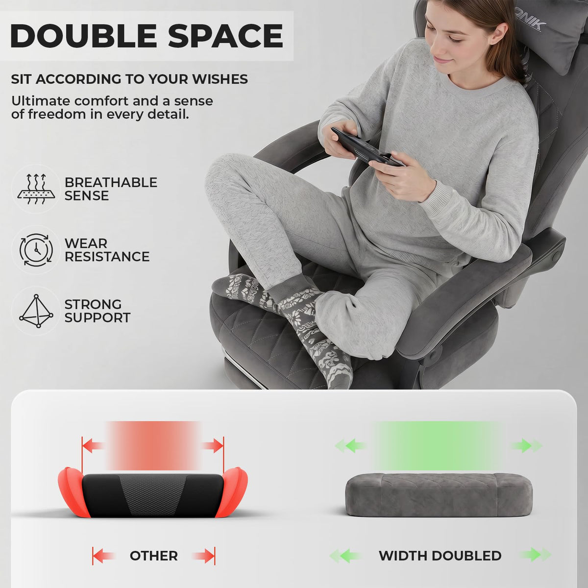 NIONIK Massage Gaming Chair with Footrest, Ergonomic Office Chair with Lumbar Support and Headrest