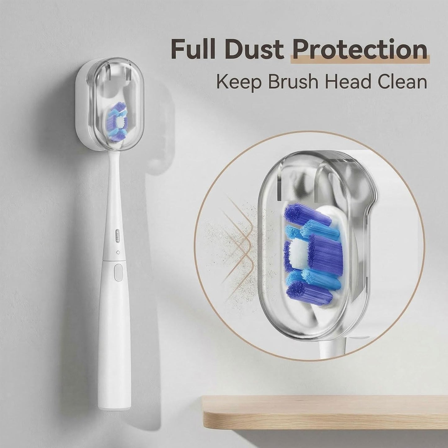 FOTINOR 2-Pack Wall Mounted Toothbrush Holder for Bathroom