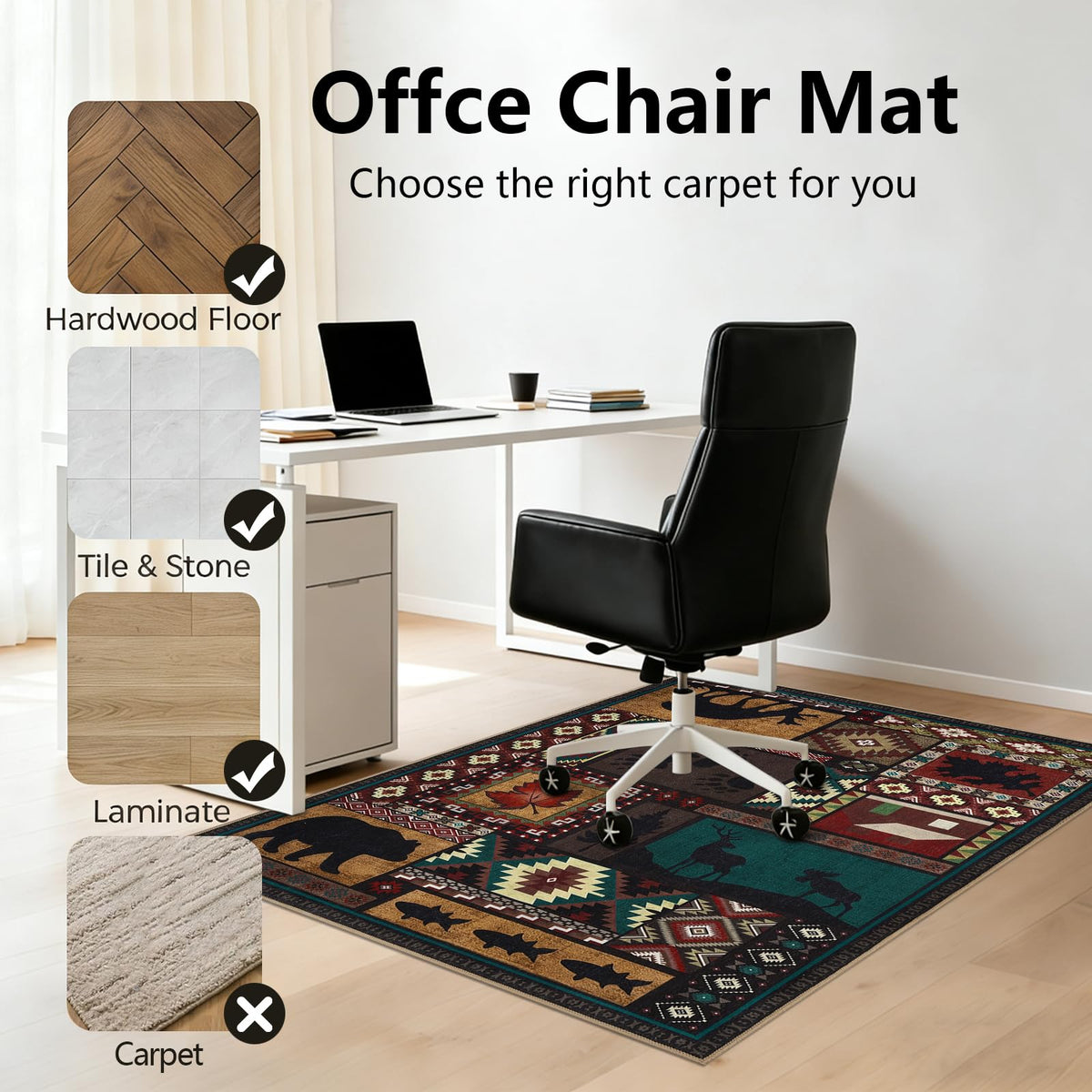 Homcomodar Office Chair Mat for Hardwood Floor 90x120cmDesk Chair Mat Brown