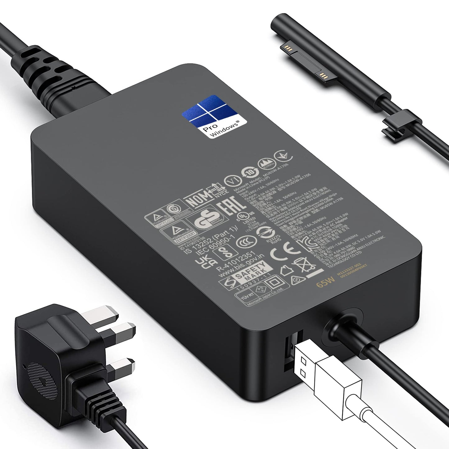 Surface Pro Charger, 65W Microsoft Surface Charger for Surface Pro 3/4/5/6/7/7+/8/9, Surface Laptop 1/2/3/4/5/6/7, Surface Book 1/2/3, Surface Go
