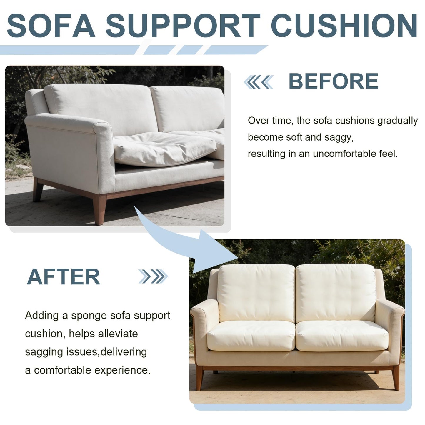 CAAGGMM Sofa Cushion Support, 2 Pack 50.5 x 50.5 cm Couch Cushion Support, Foam Sofa Supportive Boards, Cushions Sag Repair Replacement