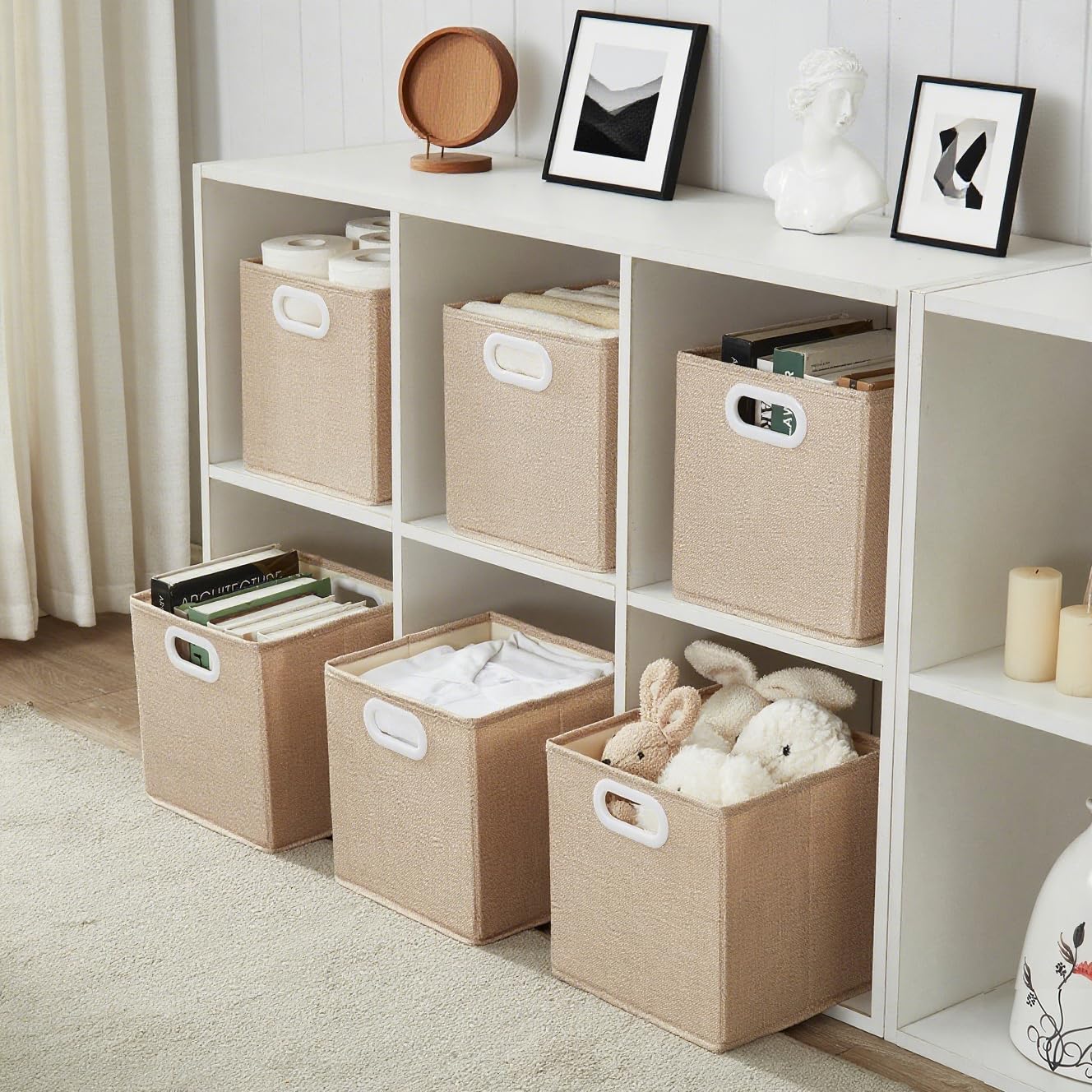 Mangata Cube Storage Boxes 33x38x33cm, Light Khaki, 4Pcs