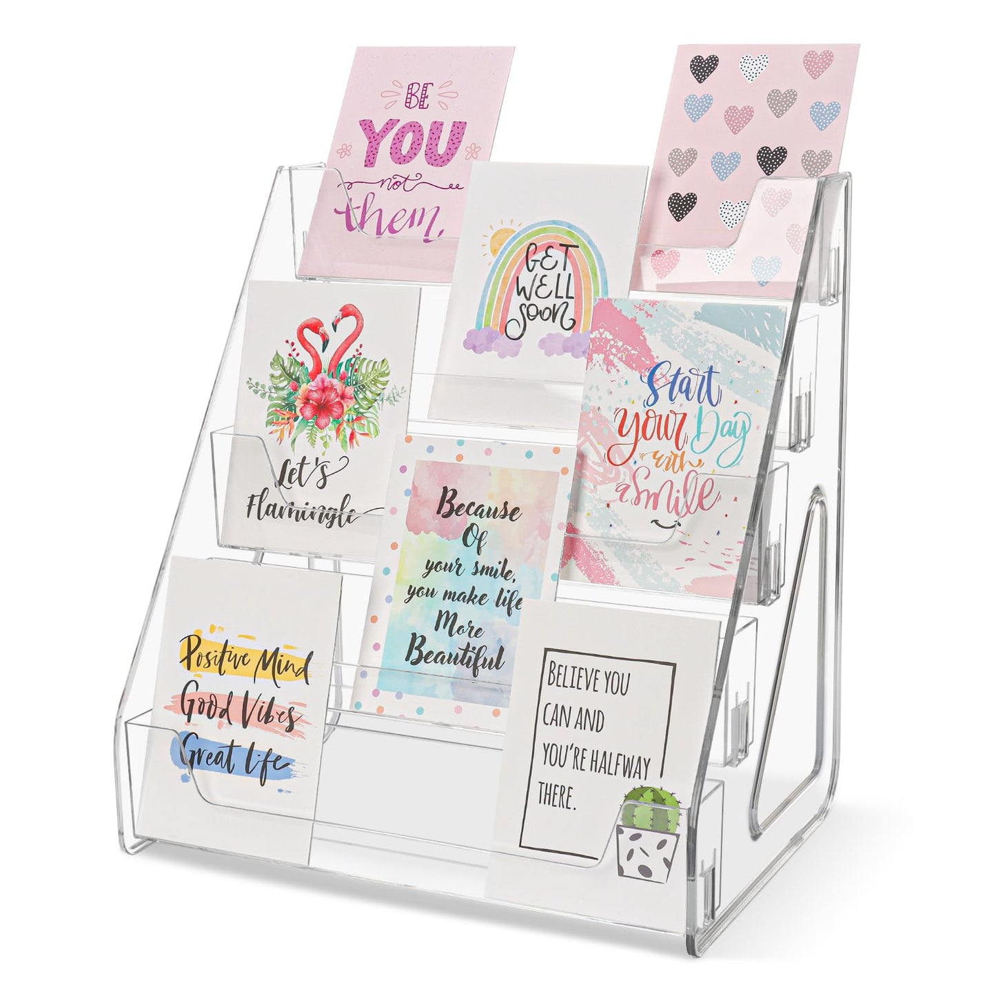 Greeting Card Display Stand 5 Tier Acrylic Greeting Card Rack Clear Postercard Holder Tiered Display Stand Brochure Holder Stand Magazine Organizer