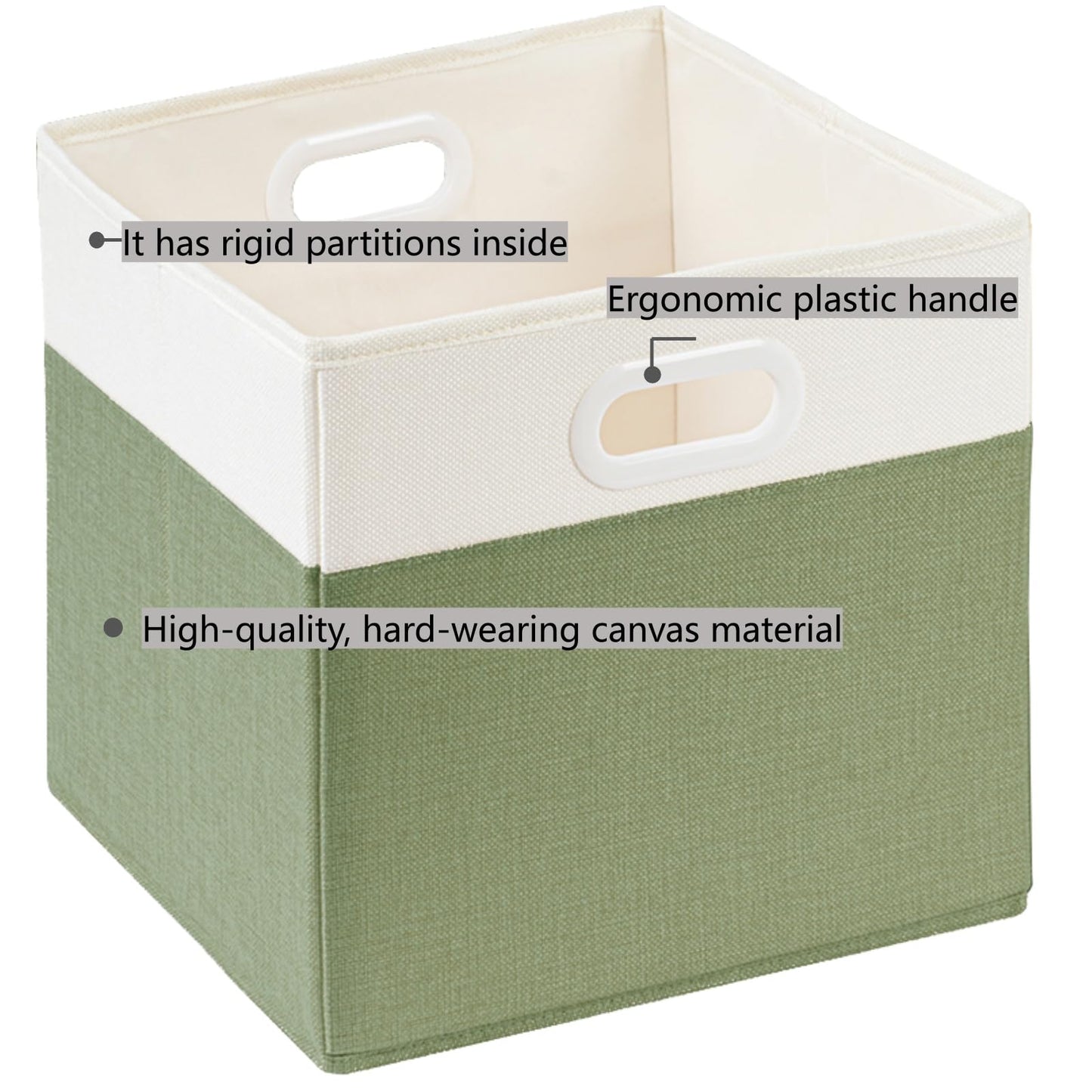 SOCOHOME Fabric Cube Storage Boxes,28x28x28cm Foldable Storage Baskets for Toys Nursery Closet(Green/White, Set of 3)