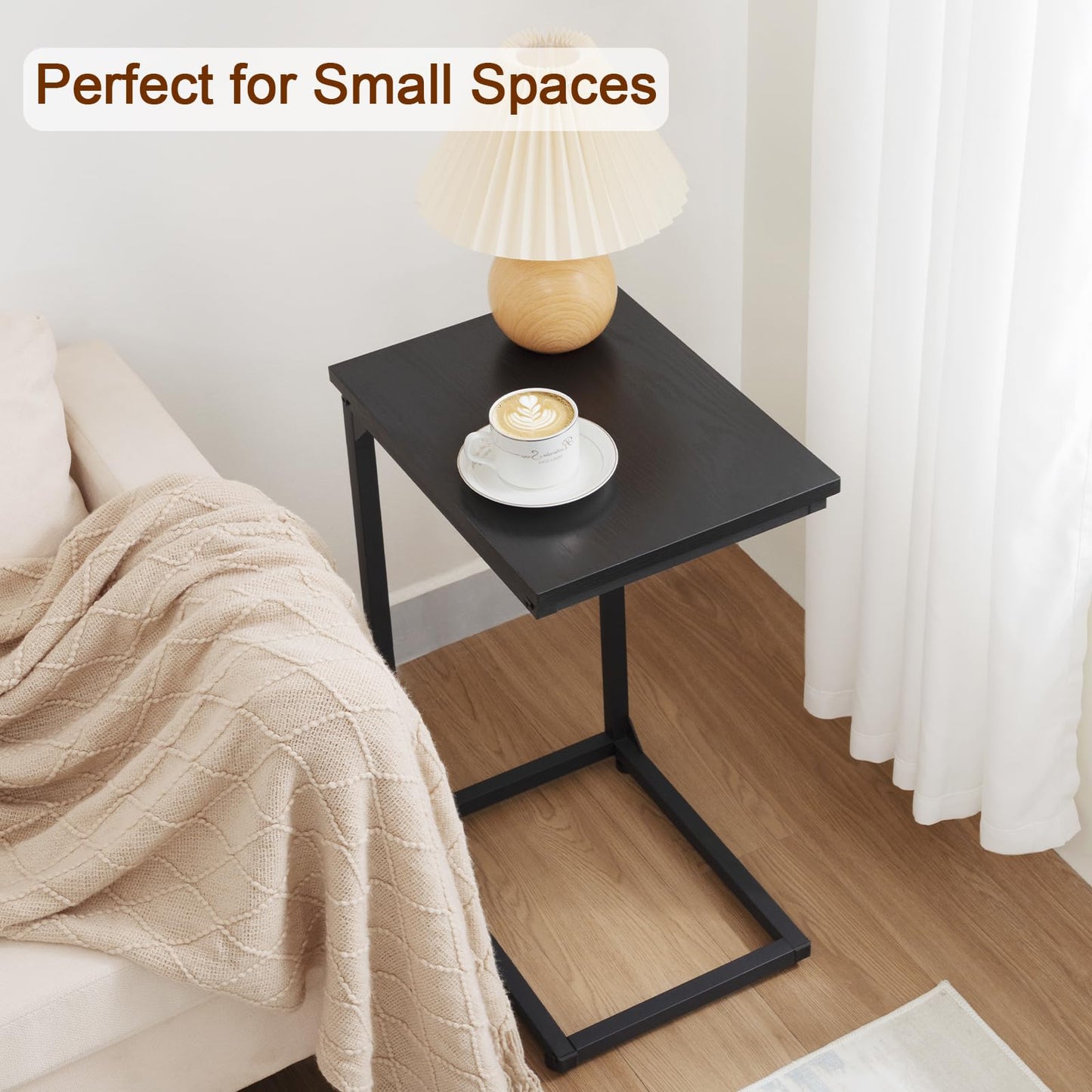 AMHANCIBLE C-Shaped Side Table, Side Table Living Room, Sofa Table
