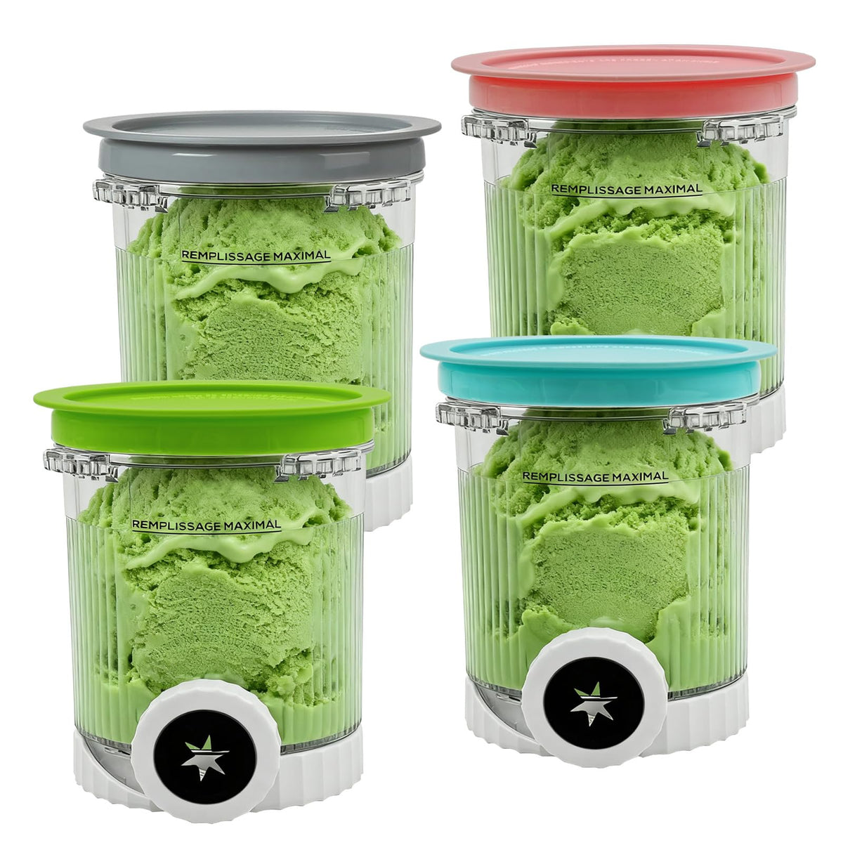 4 Pack Creami Tubs for Ninja Swirl by CREAMi Soft Serve & Ice Cream Maker NC701UK NC701 NC700 Series, Replacement Ice Cream Containers Pints Pots and