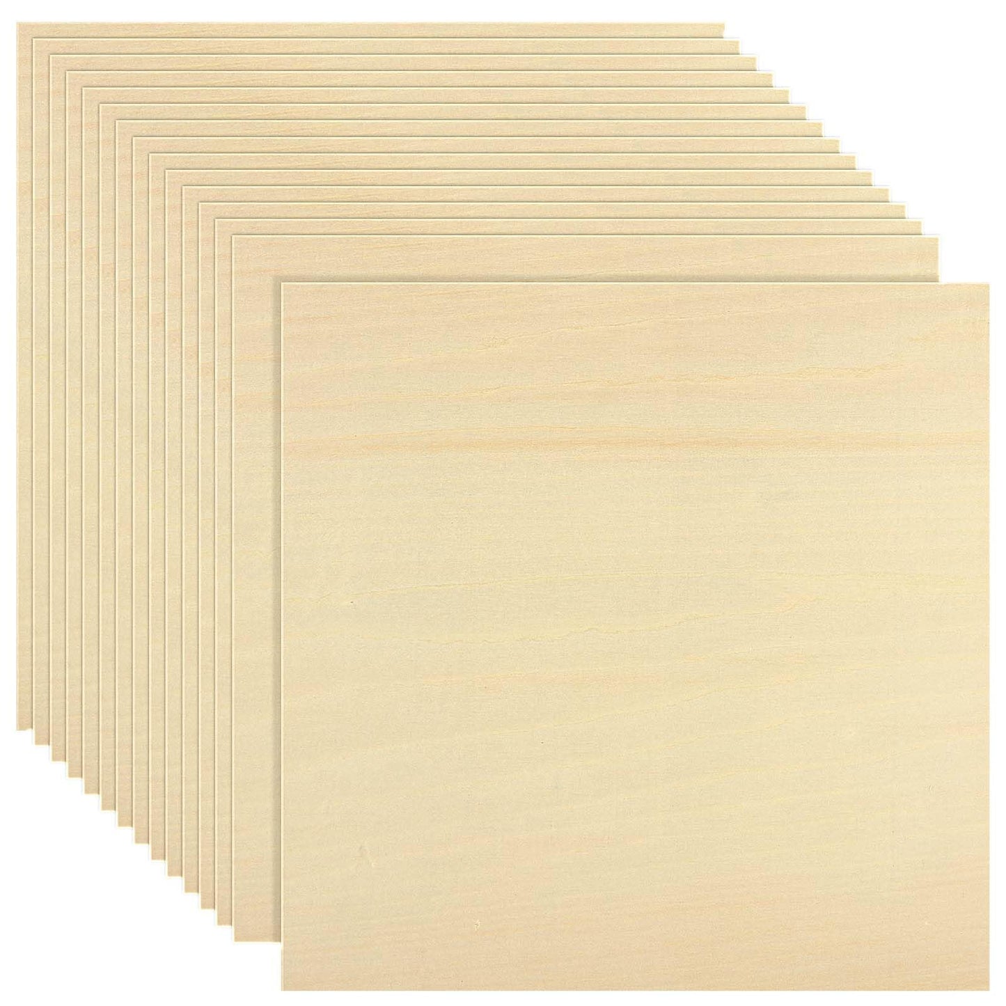 AHAQU 15PCS Plywood Sheets, 300 x 300 x 3mm Basswood Sheets, Unfinished Wood Boards for DIY Crafts, Painting, Modelling, Fretwork Engraved, Home Decor
