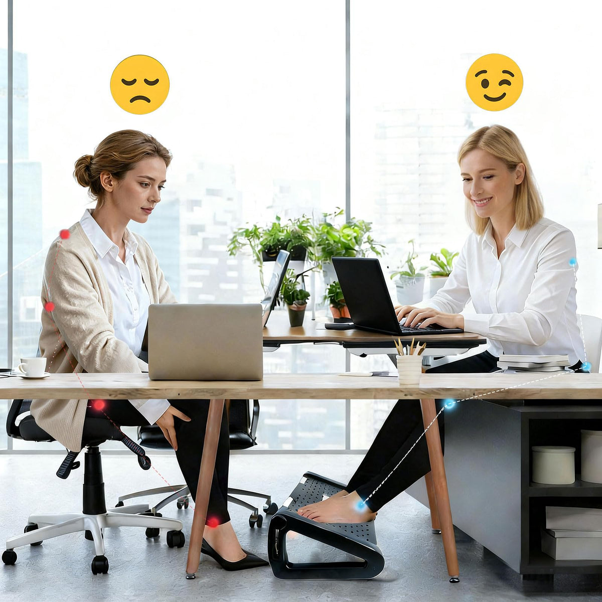 Foot Rest for Under Desk at Work, Ergonomic 6 Heights Adjustable Footrest with Massage Roller, Portable Under Desk Foot Stool for Home, Office 