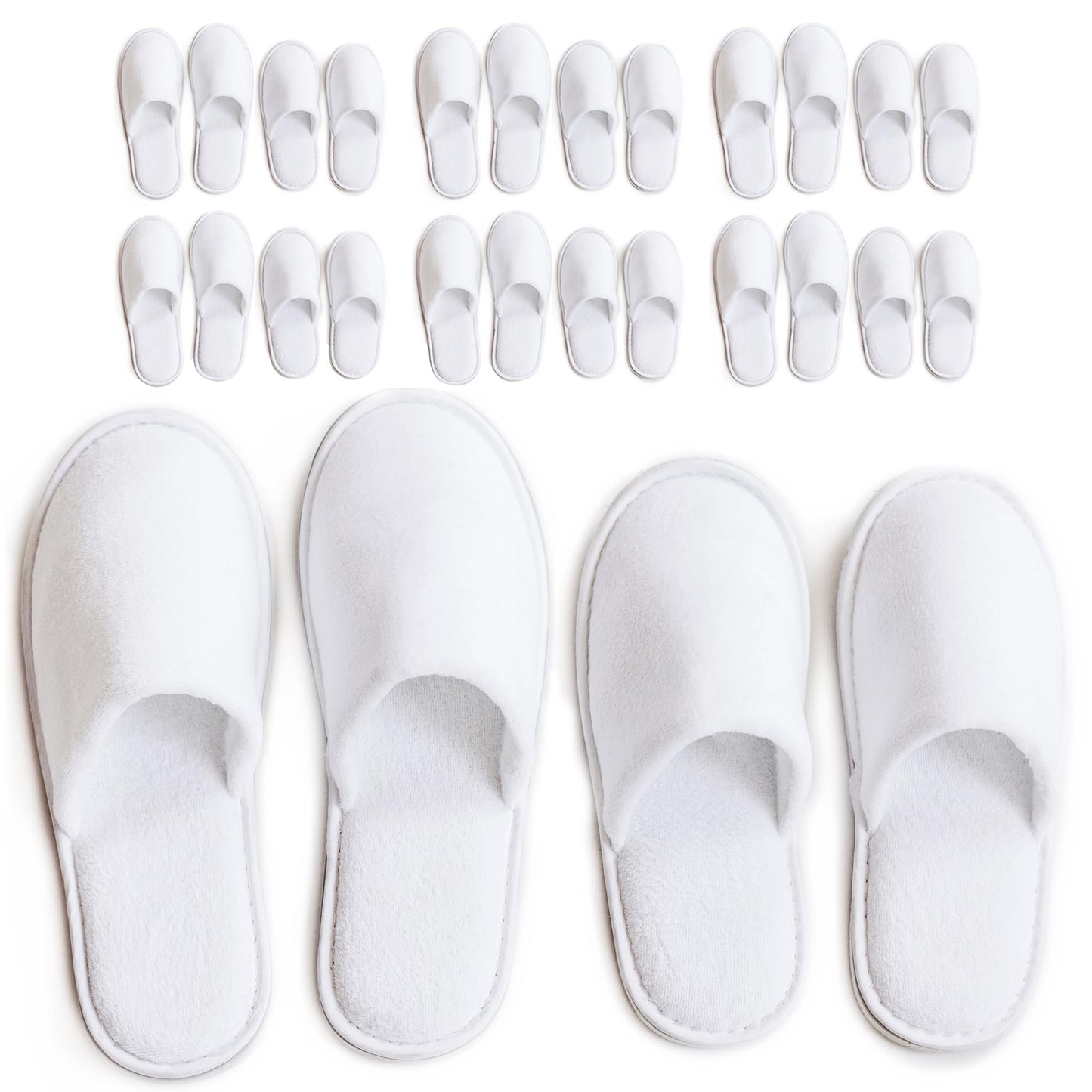 Modlux Disposable Spa Slippers Cotton Velvet with Bags, 12 Pair (6 L,6 M), White