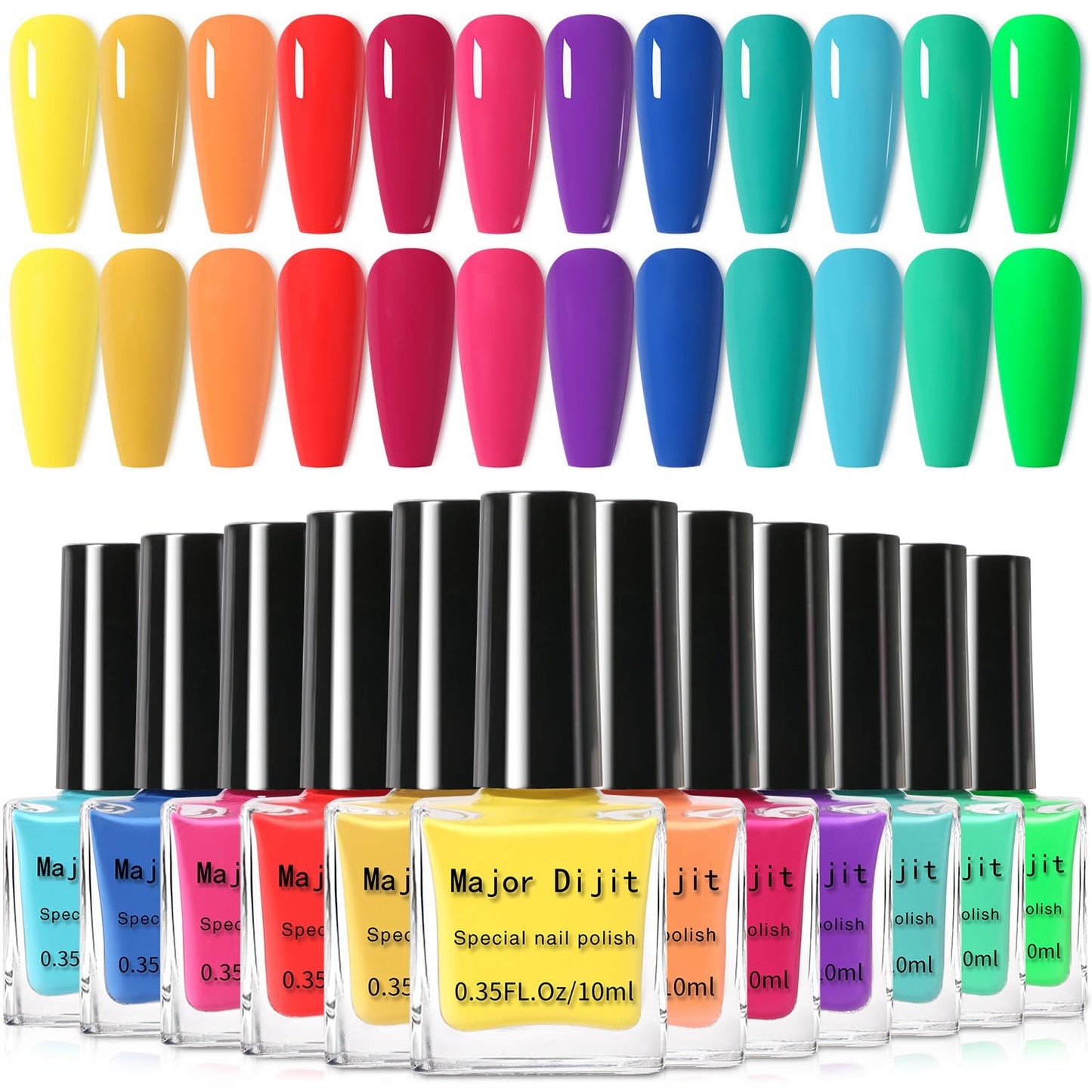 DouborQ 12 Color Nail Polish Set Neno Air Dry 12 Bright Colors 0.35oz Regular Nail Polish Kit Spring Summer Finger Nail Polish Gift Set for