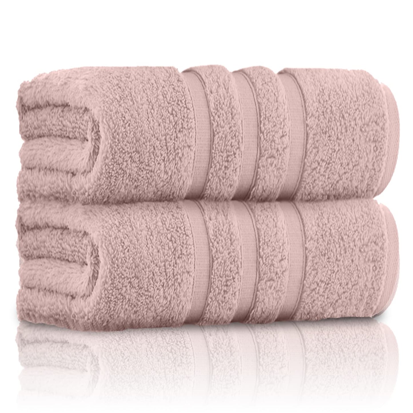 GC GAVENO CAVAILIA Pack of 2 Ultra Soft Super Absorbent Bath Sheets, 550 GSM 100% Cotton Line Texture Towels, Egyptian, Blush Pink, 80x140 Cm