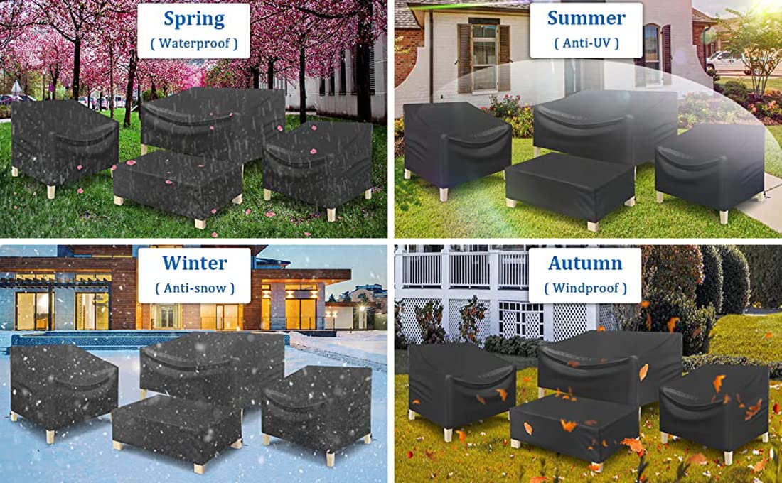 Patio Furniture Cover 4-Piece,Outdoor Garden Furniture Covers ,Upgraded 420D Heavy Duty Oxford Fabric Garden Table Cover with Air Vent Windproof Patio