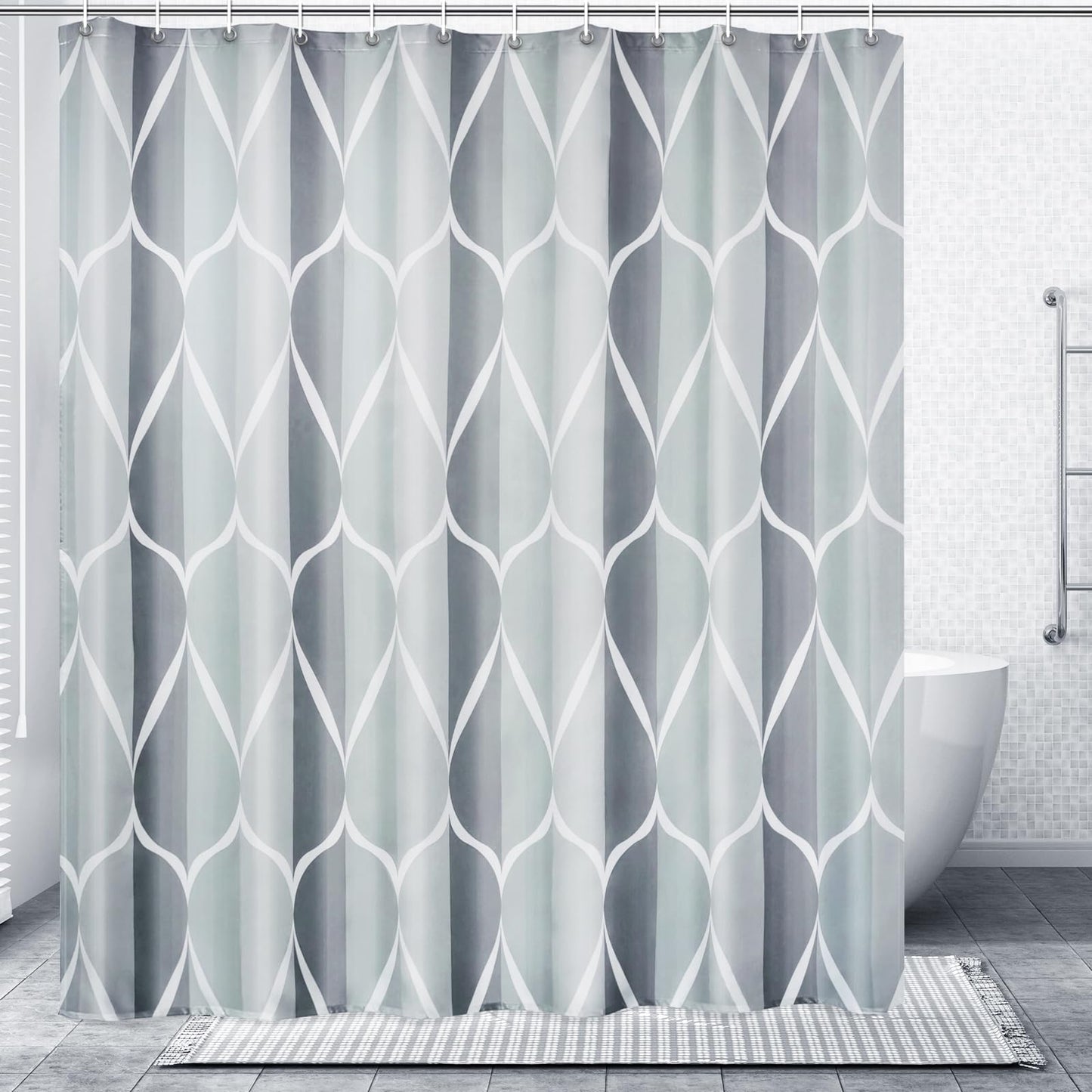 Gelbchu Grey Fabric Shower Curtain, Waterproof Design and Polyester, Quick-Drying, Weighted Hem, Shower Curtains Set for Bathroom W 72 x H 72, Durable