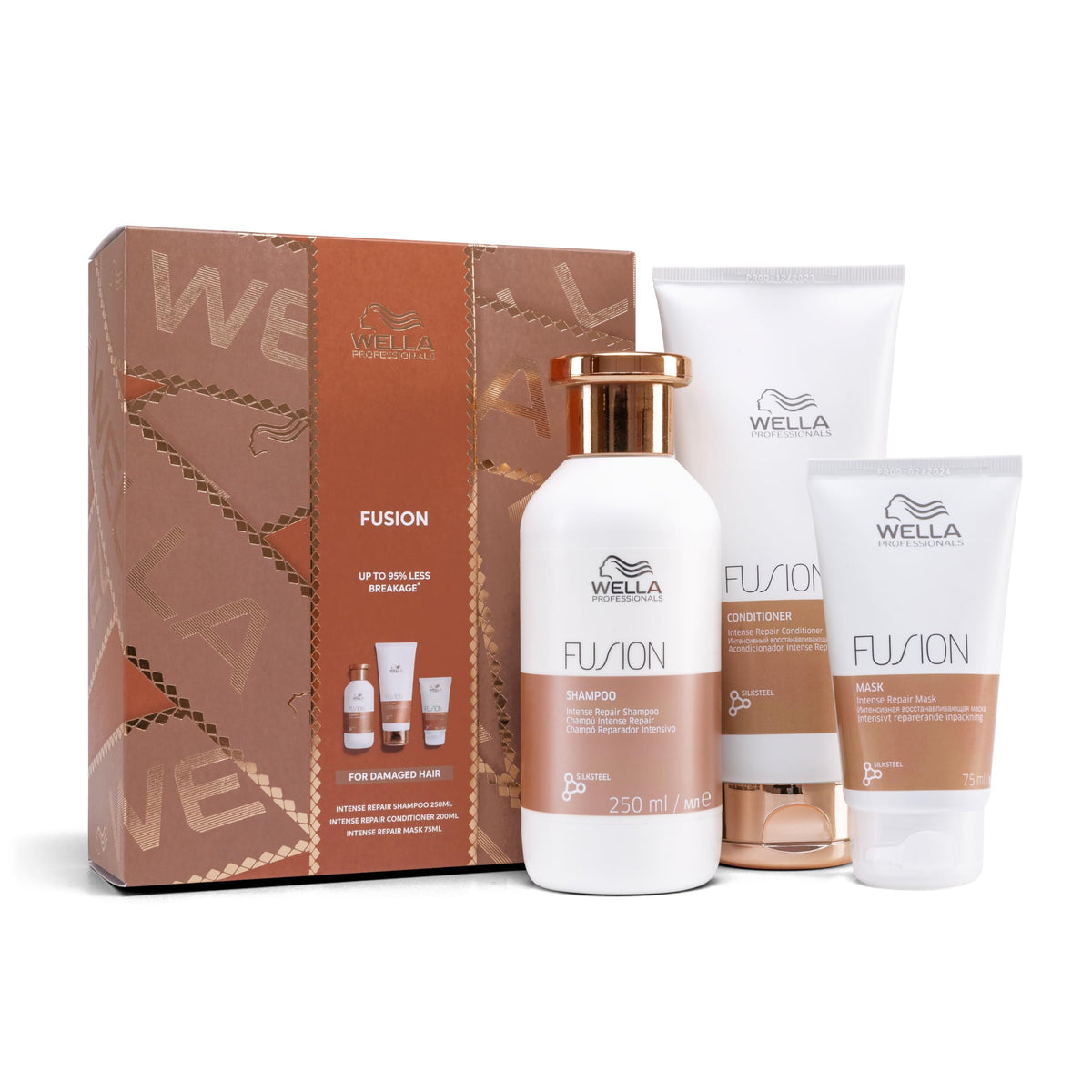 Wella Professionals Fusion Gift Set - Includes Shampoo, Conditioner and Hair Mask - Protection against Breakage & Damage, Deep Repair - Perfect for