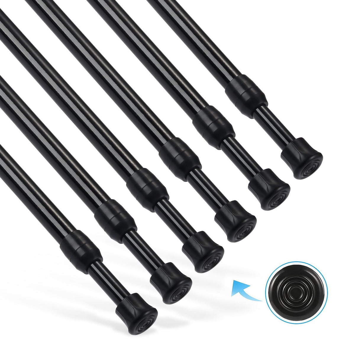 6Pcs Tension Rod, Goowin 60-110 cm Tension Rods for Windows, No Drilling Rustproof Spring Adjustable Tension Curtain Rod for Doors, Windows, Wardrobe