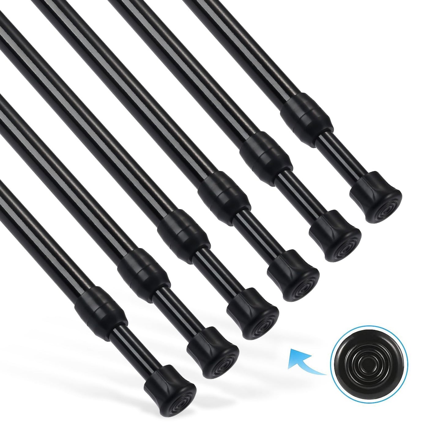 6Pcs Tension Rod, Goowin 55-90cm Tension Curtain Rod, No Drilling Rustproof Spring Small Tension Rod, Adjustable Tension Rods for Closet, Kitchen,