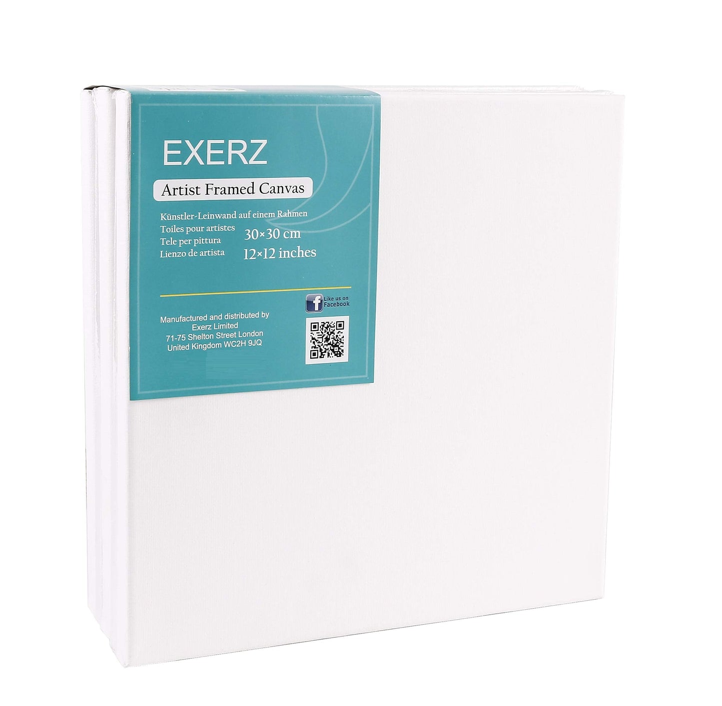 Exerz 30x30cm Framed Canvas 5pk - 1.7cm Pre-Stretched Canvas Artist Blank Square/ 280GSM 100% Cotton/Triple Primed/Acid Free/Medium Grain/Professional