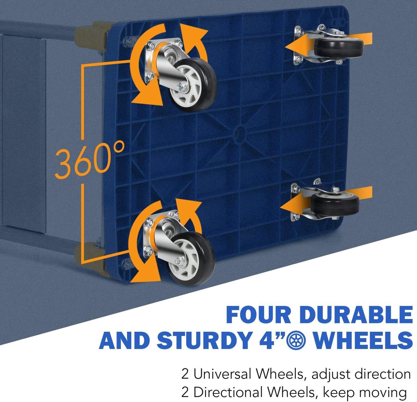 YSSOA Platform Truck with 880lb(400kg) Weight Capacity and 360 Degree Swivel Wheels, Foldable Push Hand Cart for Loading and Storage, Blue