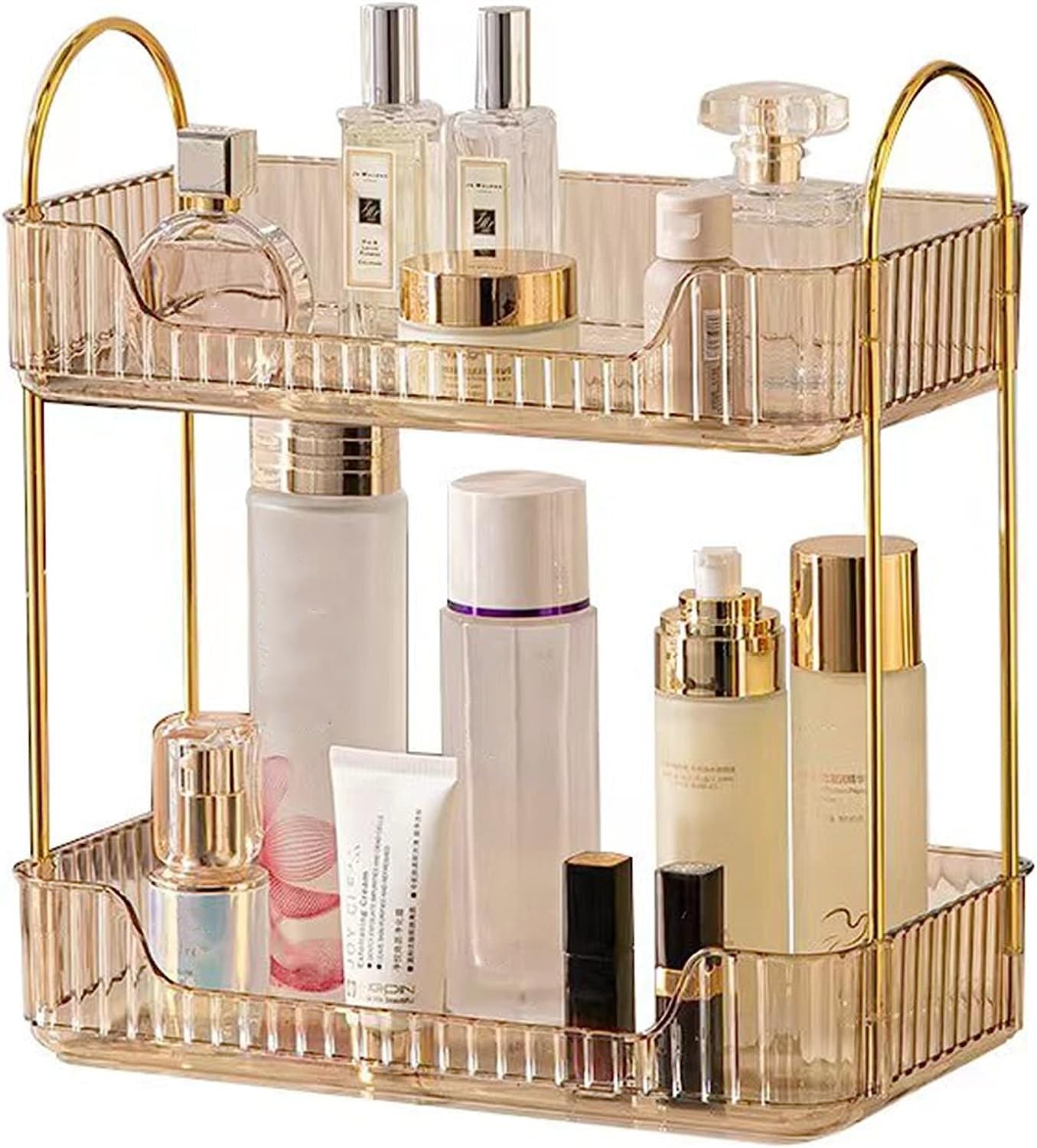 Amber 2-Tier Vanity Shelf for Bathroom Counter - Skincare & Makeup Organizer