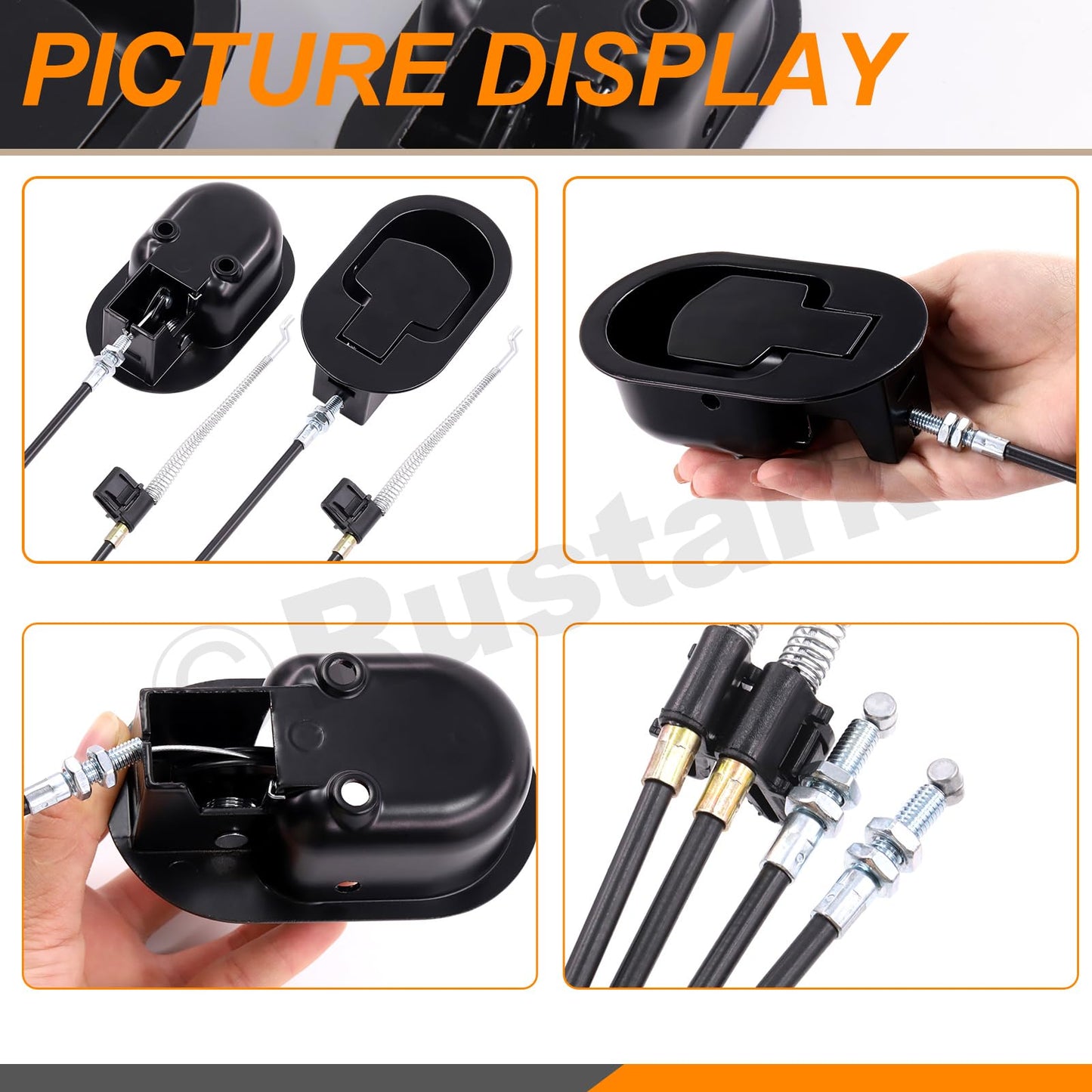 Rustark 2 Sets Metal Recliner Replacement Parts with Cable, Universal Recliner Release Pulls Handle Replacement with Pulls Cable for Most Couch Style